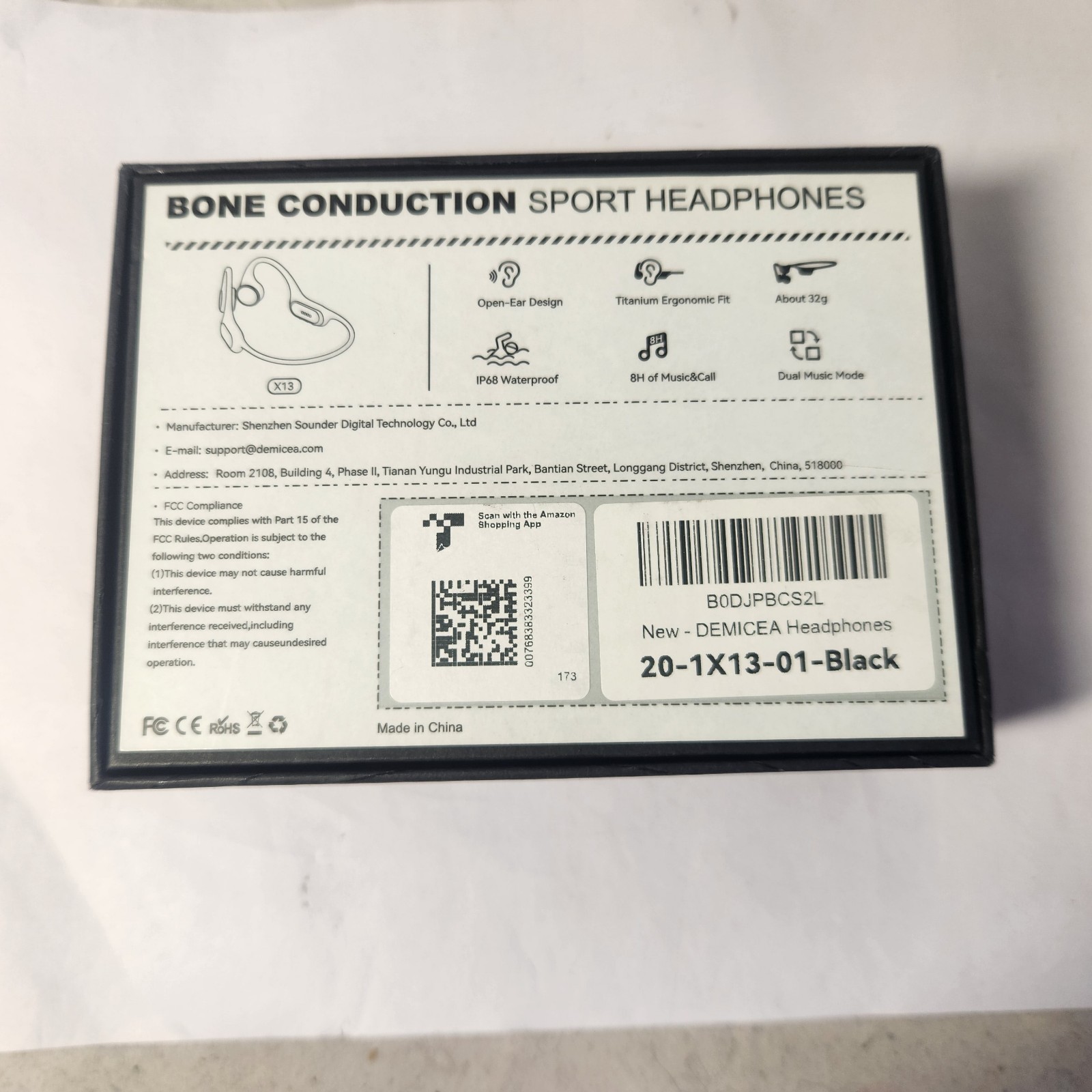 DEMICEA Open Ear Sport Headphones, Wireless Bone Conduction Earphones Workouts