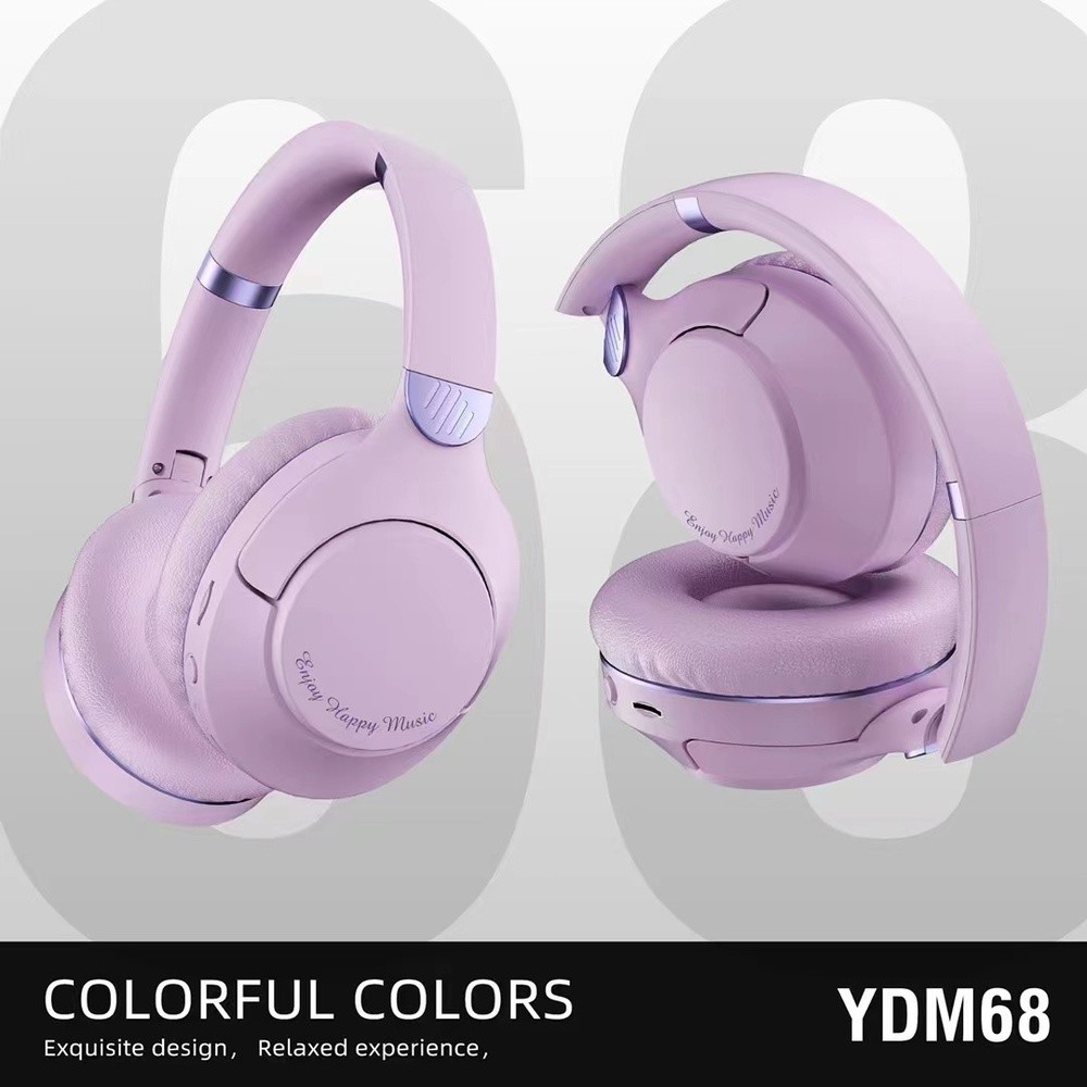 Purple YDM68 Bluetooth 5.3 Gaming Headphones Hi-Res Audio Over-Ear Wireless