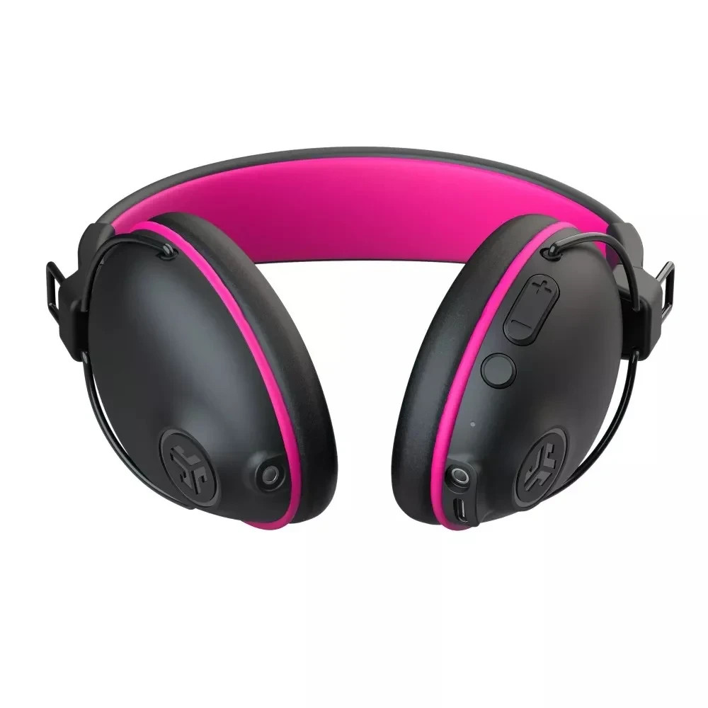 JLab JBuddies Pro Wired Over-Ear Kids Headphones Built-in Volume Folding Pink