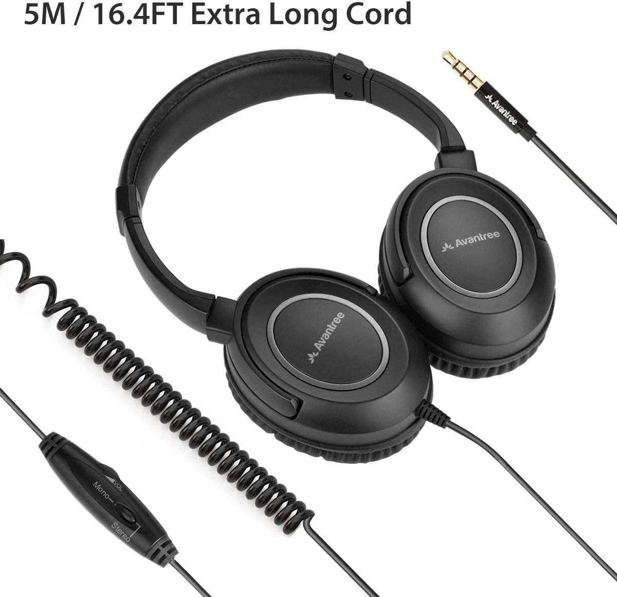 HF039 Long Coiled Cord Headphones for TV and PC with Volume Control, Stero/Mo…