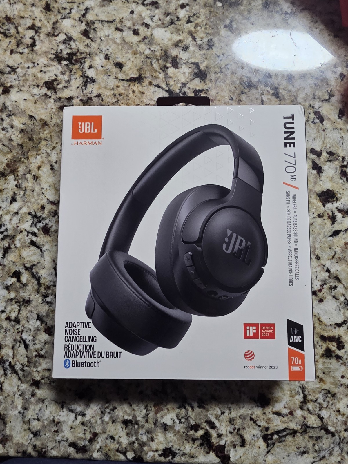JBL Tune 770NC ANC Bluetooth Over-Ear Headphones 70H Battery Black