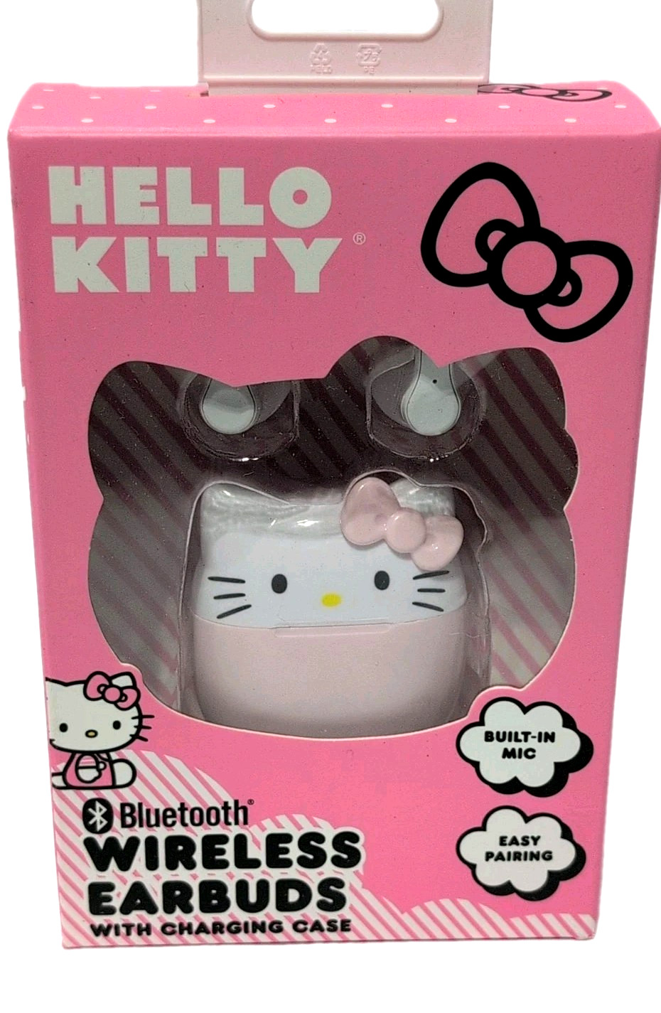 Hello Kitty Sanrio Wireless Earbuds w Pink Charging Case Built in Mic Gift NEW