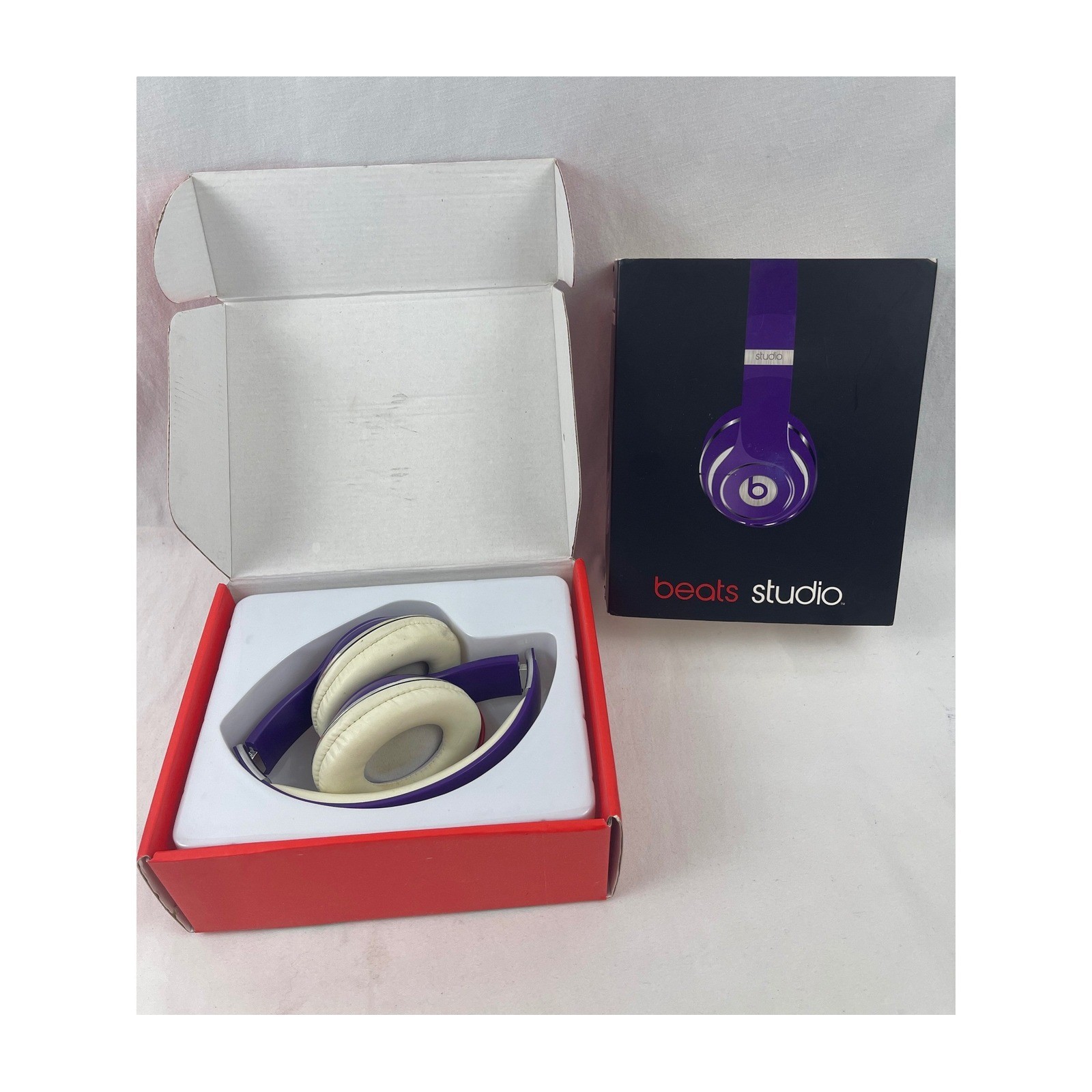 Beats Studio 1.0 Dr Dre Over Ear Headphones Purple White Wired Foldable
