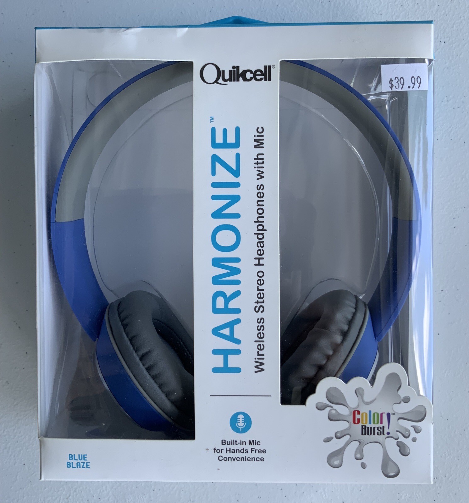 NEW Quikcell Wireless Stereo Headphones W/built In Mic – Blue – Hands Free