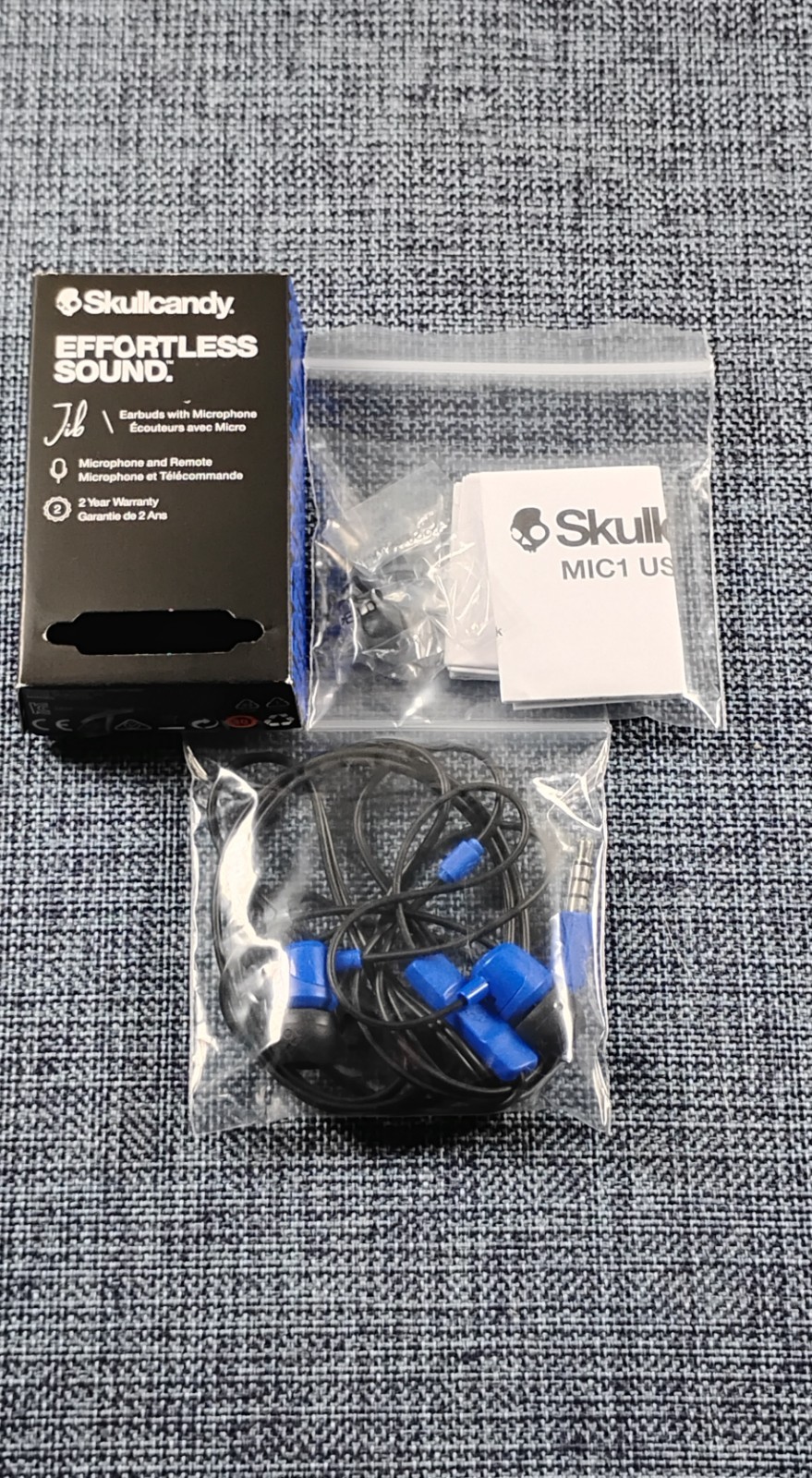 Skullcandy (JIB) Effortless Sound – Earbuds w/ microphone (BLUE)