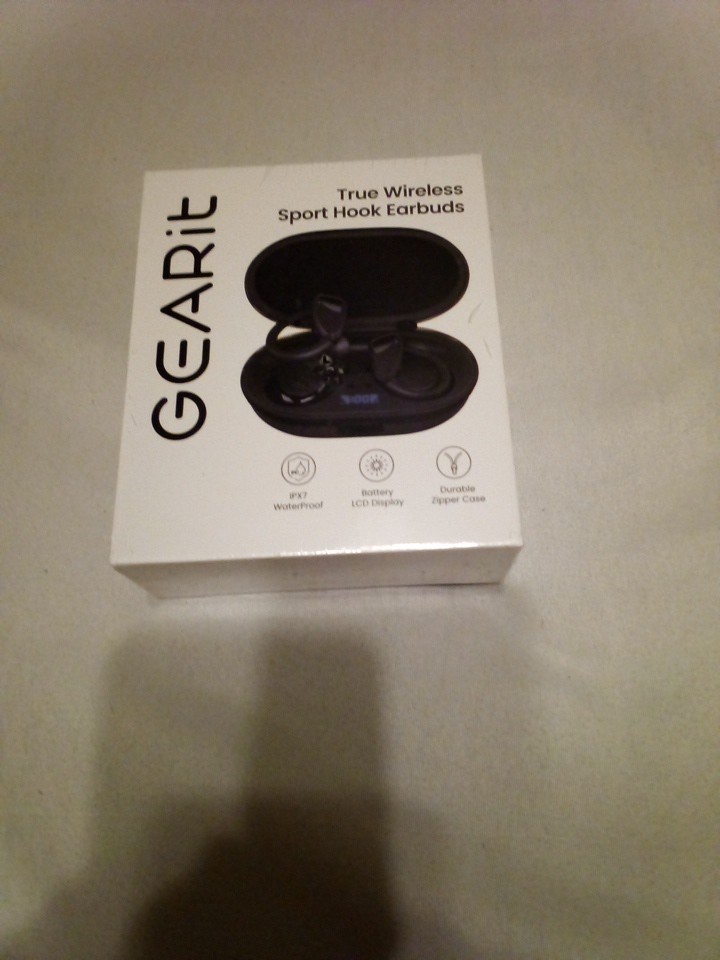 GEARit True Wireless Sport Hook Earbuds Bluetooth 5.4 Crystal Clear Audio NIB