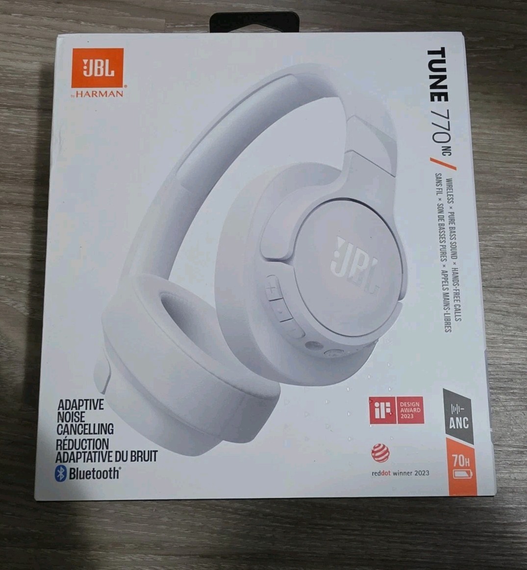 JBL Tune 770NC Adaptive Noise Cancelling Wireless Over-Ear Headphones White NEW