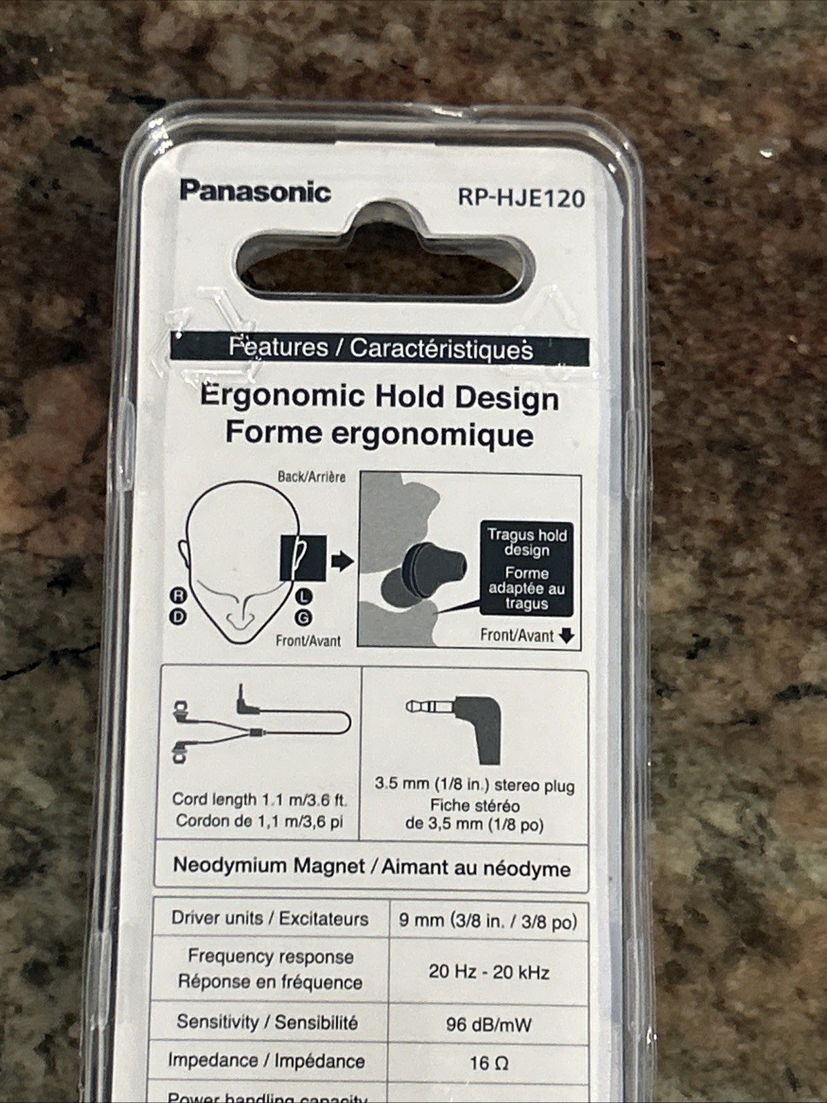 Panasonic RP-HJE120 ErgoFit In-Ear Earbuds Blue 3.5mm Jack headphones