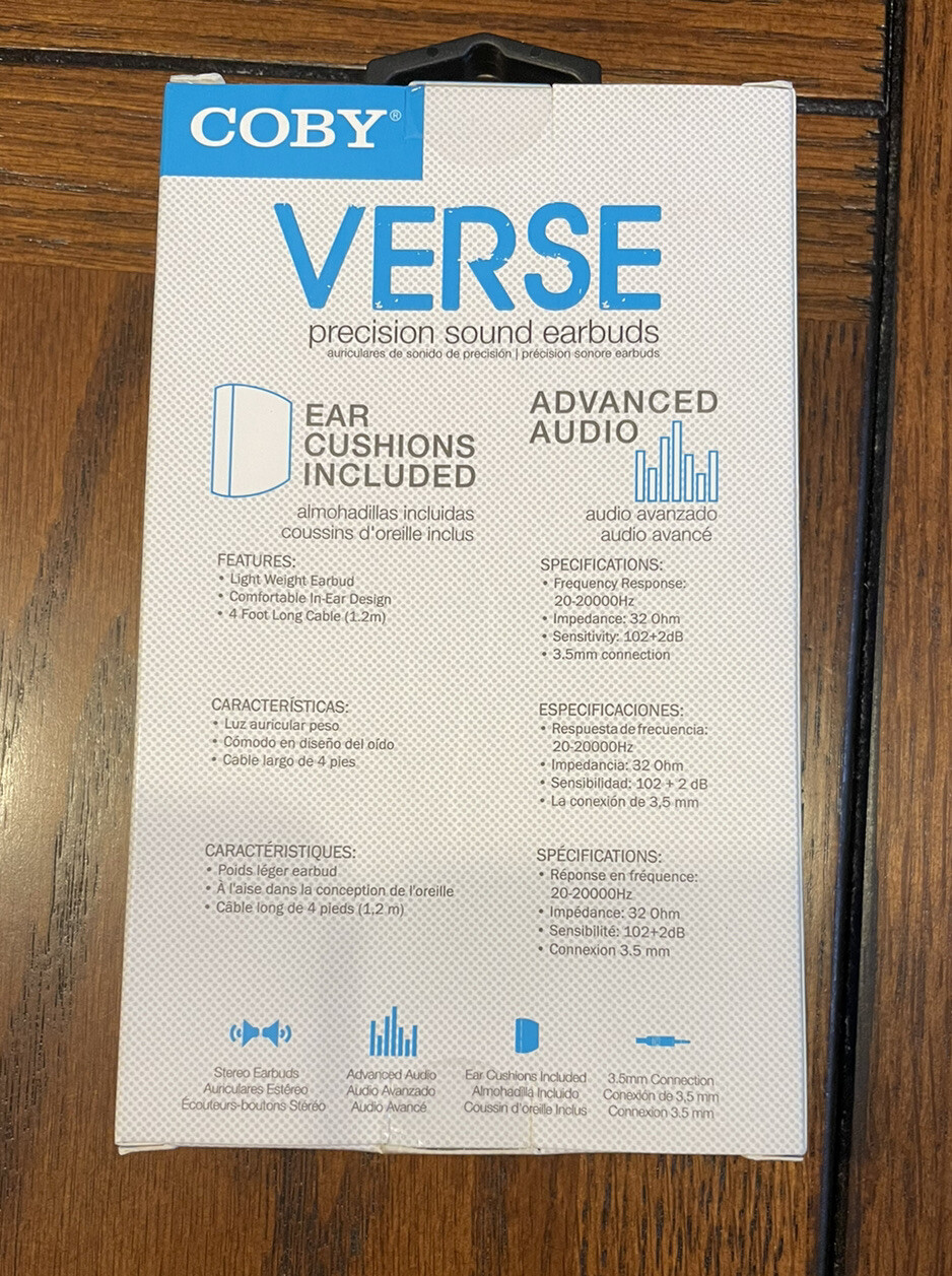 New! COBY VERSE Earbuds / Headphones for Phone / MP3 / iPod / iPad – Blue