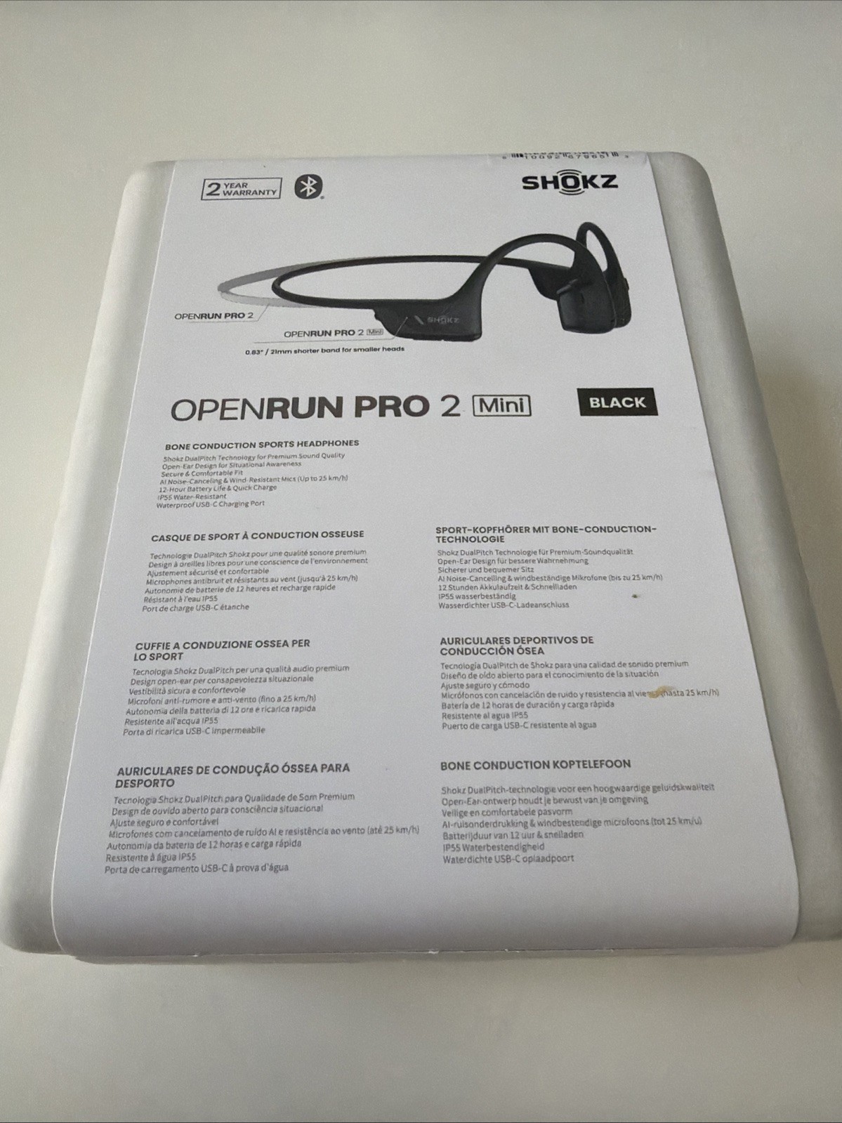New – Shokz Open Run Pro 2 Mini Bone Conduction Sports Headphones – Black