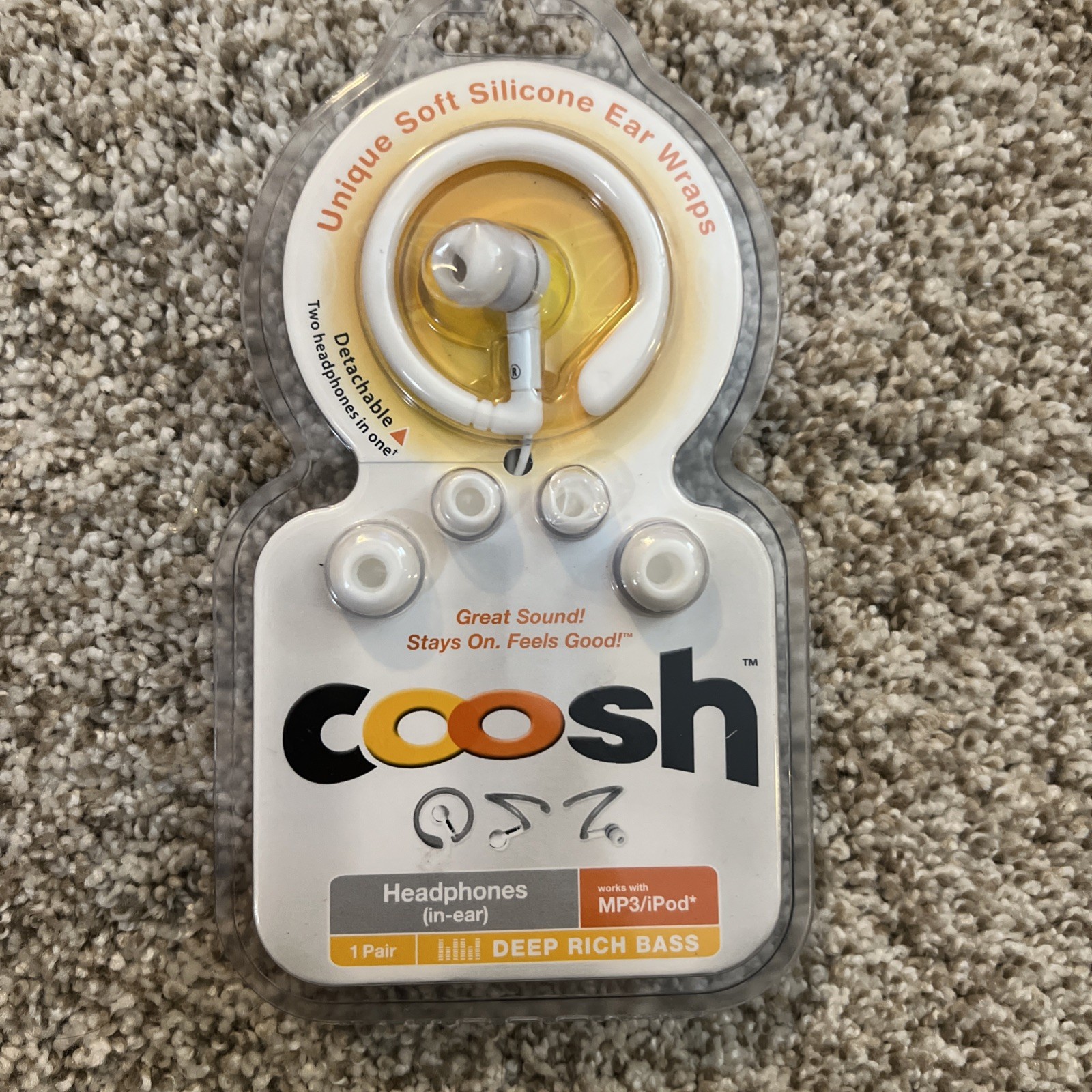 White Coosh Soft Silicone Ear Wrap Headphones 3.5mm Jack
