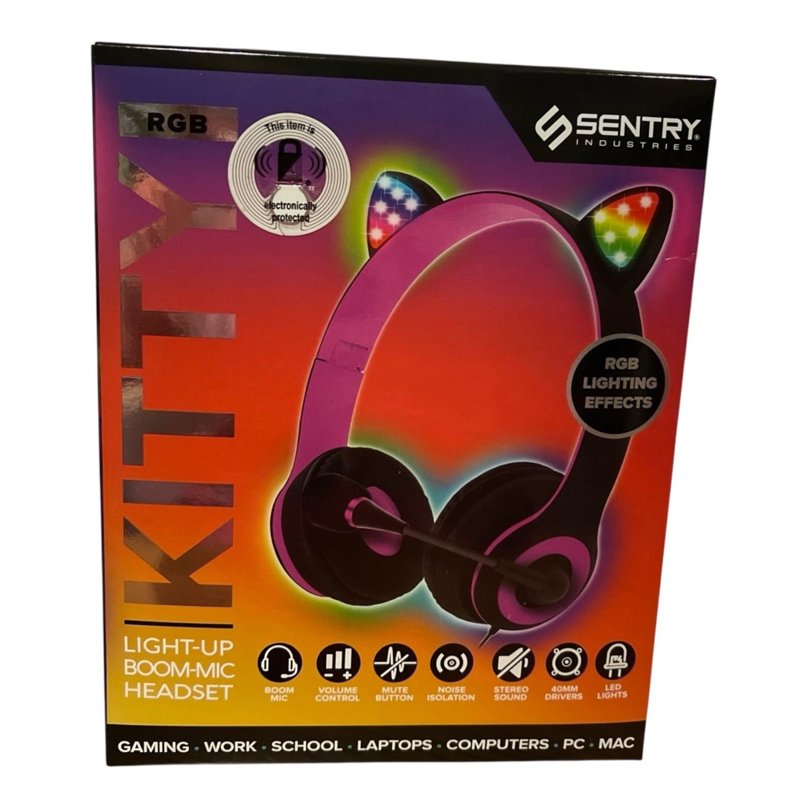 Headphones Kitty with LIGHTING EFFECTS and Boom Mic + 10 Features – New In Box