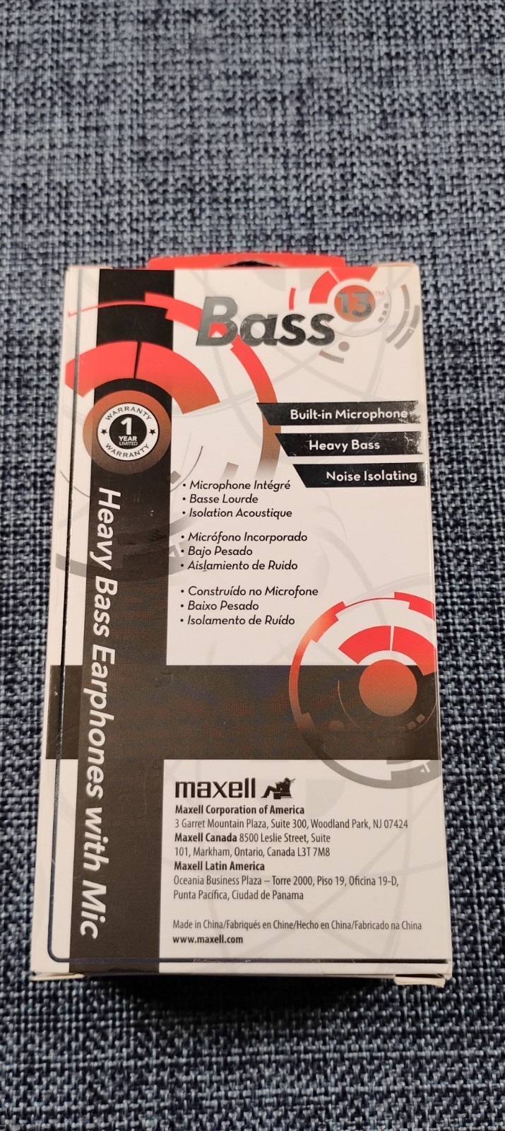 Maxell Bass 13 – Earphones with Microphone Bass Noise Isolation (BLACK) Lot of 2
