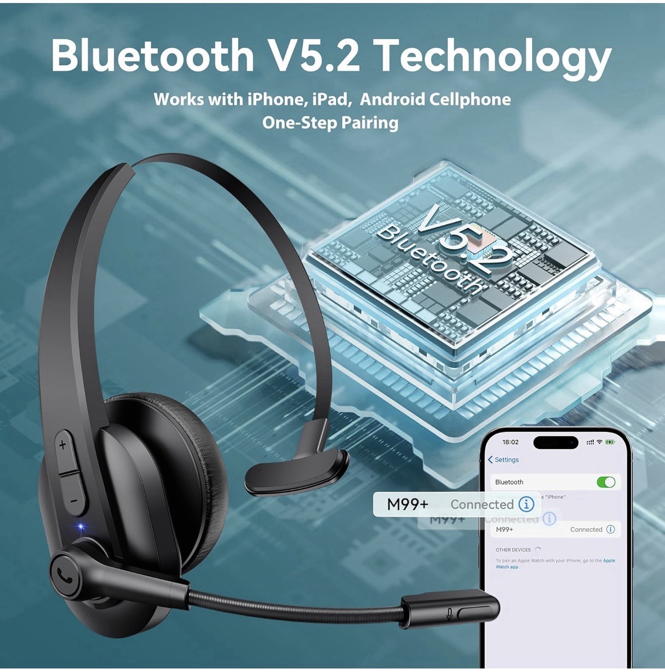 Sarevile Wireless Mono Headset w/ Charging Cable & USB Adapter – Open Box