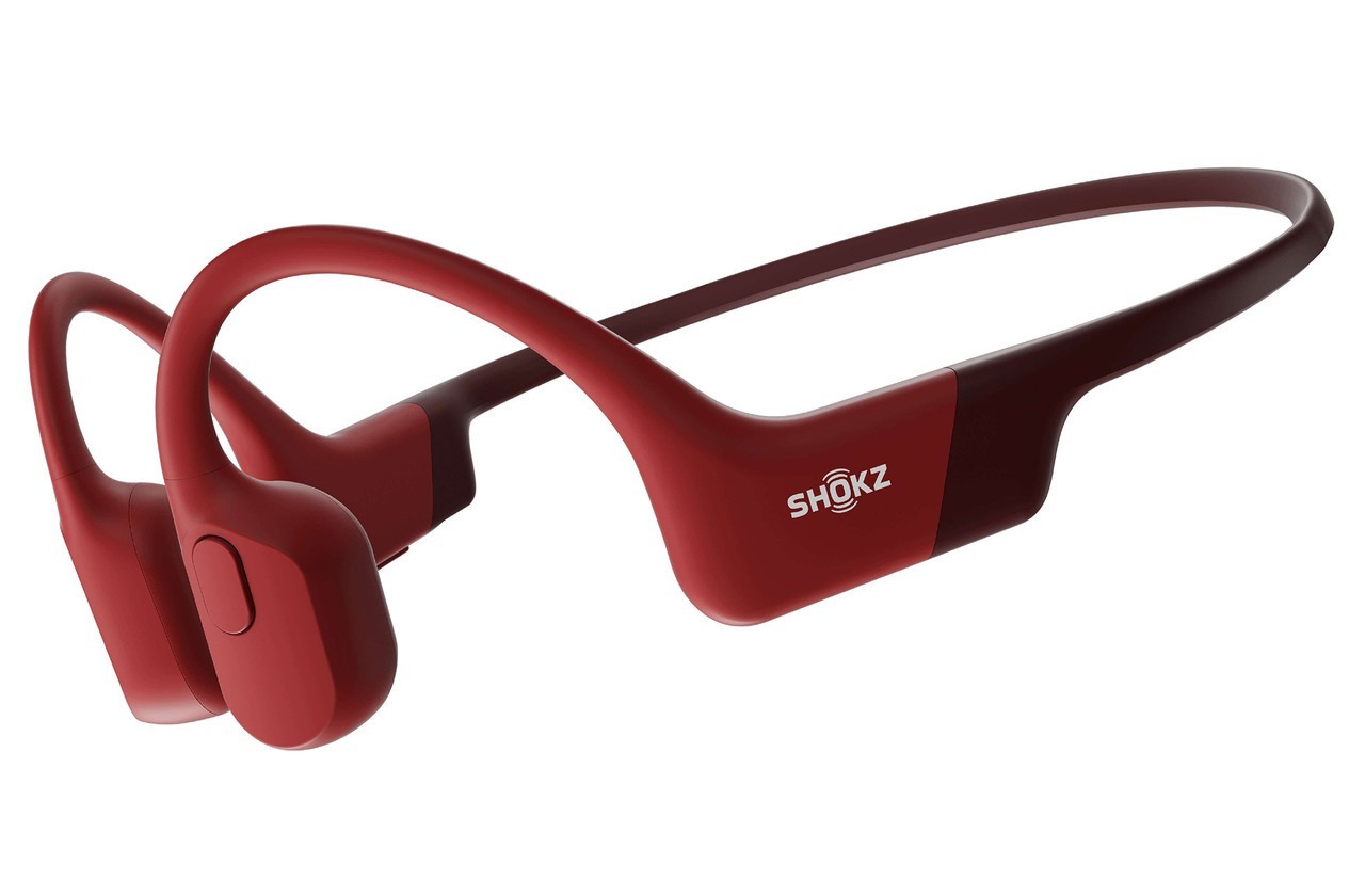 Shokz OpenRun Bone Conduction Sport Bluetooth Red Headphones No Charging Cable