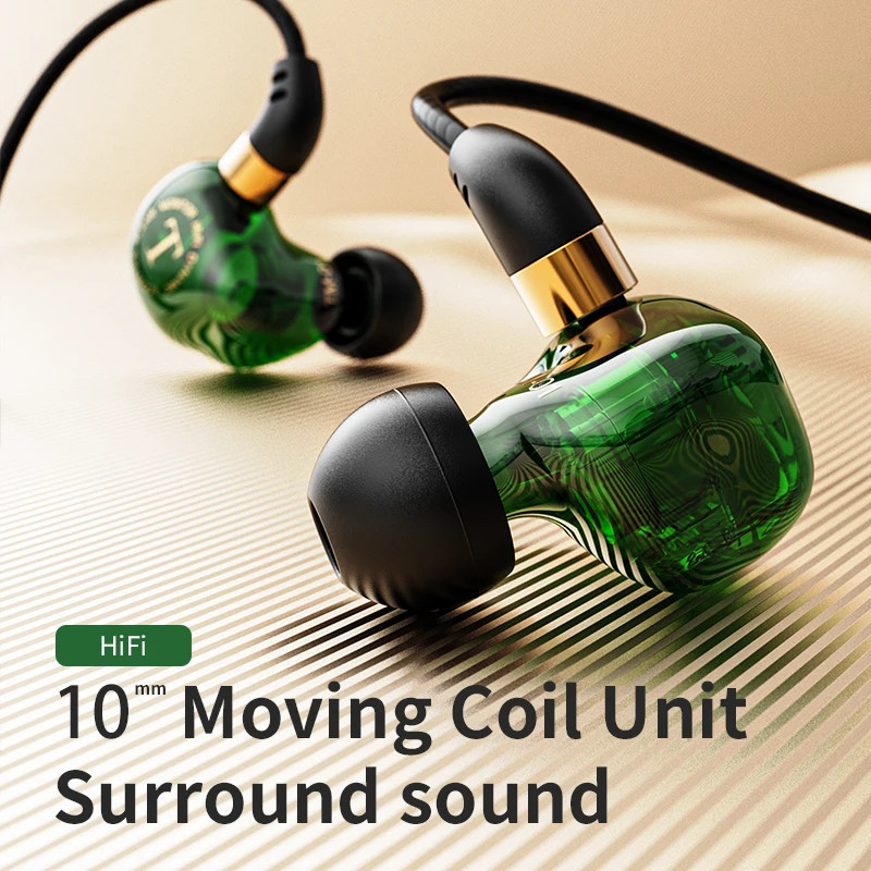 TM-01 3.5Mm Wired Headphones Double Driver Hifi Earphone Bass Stereo Headphone H