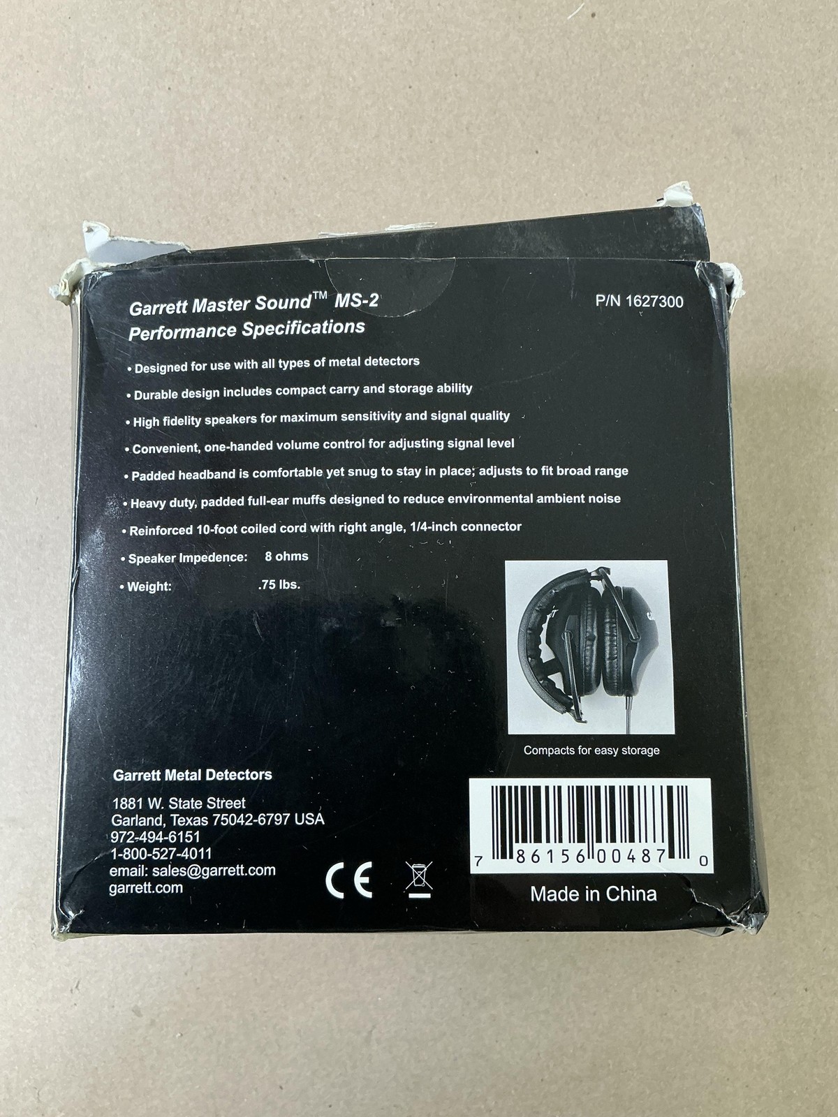 Garrett MS-2 Over Ear Headphones Black 1/4″ Jack Coiled Cable Metal Detecting