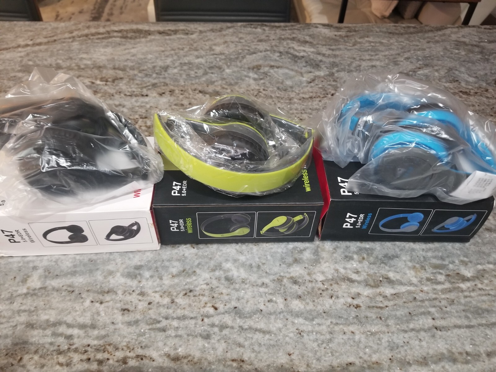 P47 5.0 + EDR Wireless Headphone – Neon Green, Red, Black, Blue