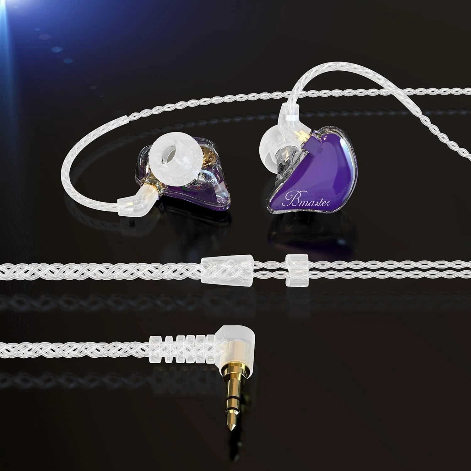 Bmaster Triple Driver IEM Purple Hifi Stereo Sound Isolation Detachable MMCX …