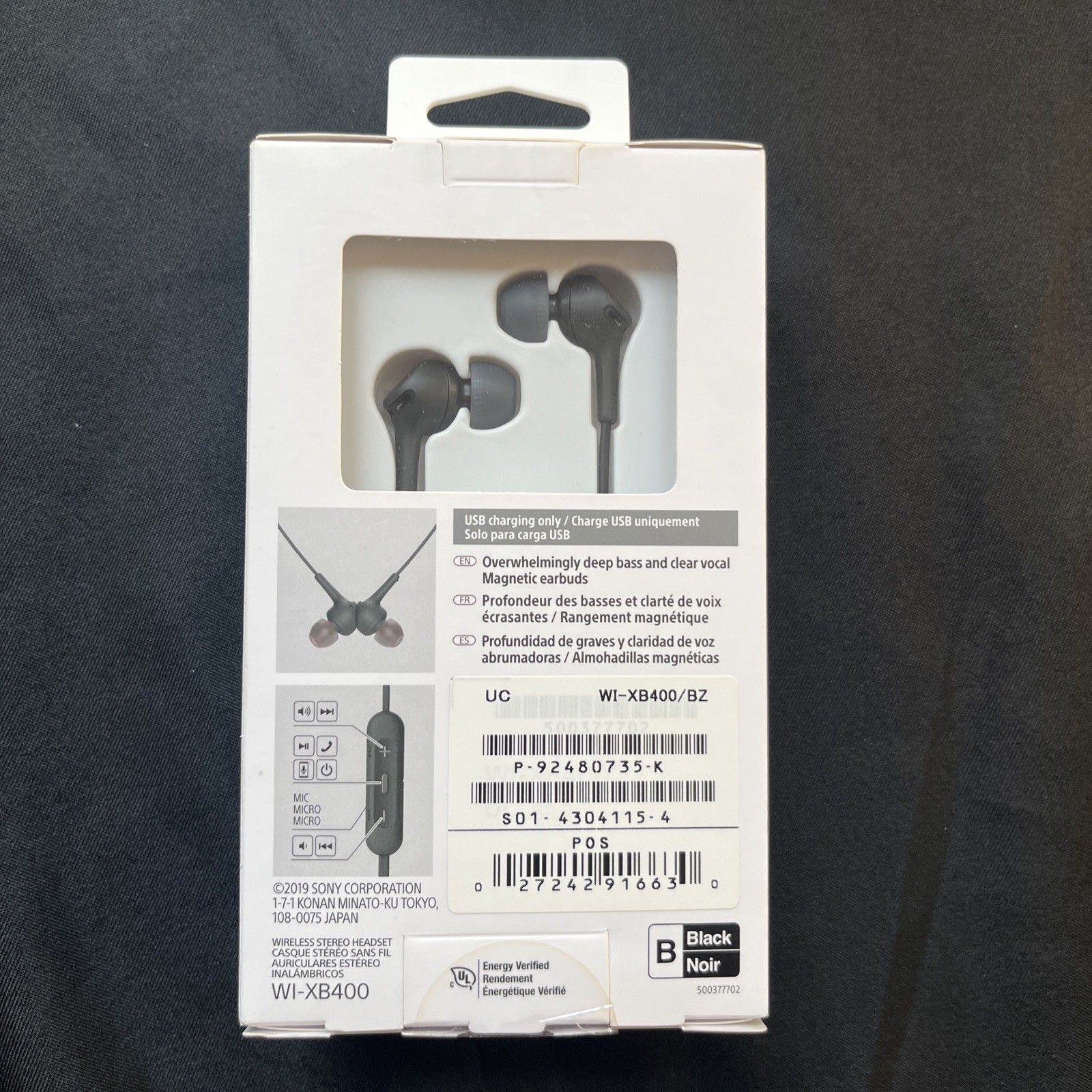 Sony WI-XB400 Wireless In-Ear Extra Bass Headphones w/Mic for Phone Call sealed