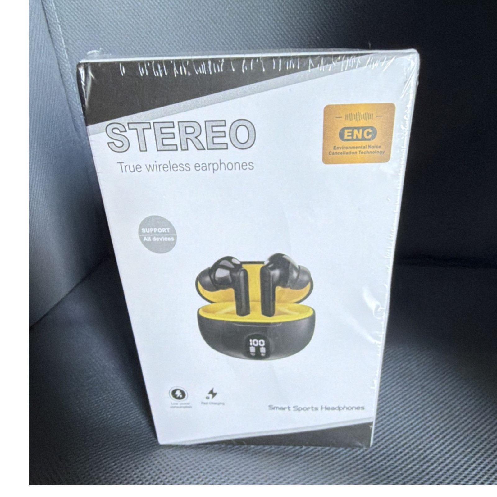 True Wireless Bluetooth Stereo Ear-Hook Earbuds ENC Mic Model 895B Black/Yellow