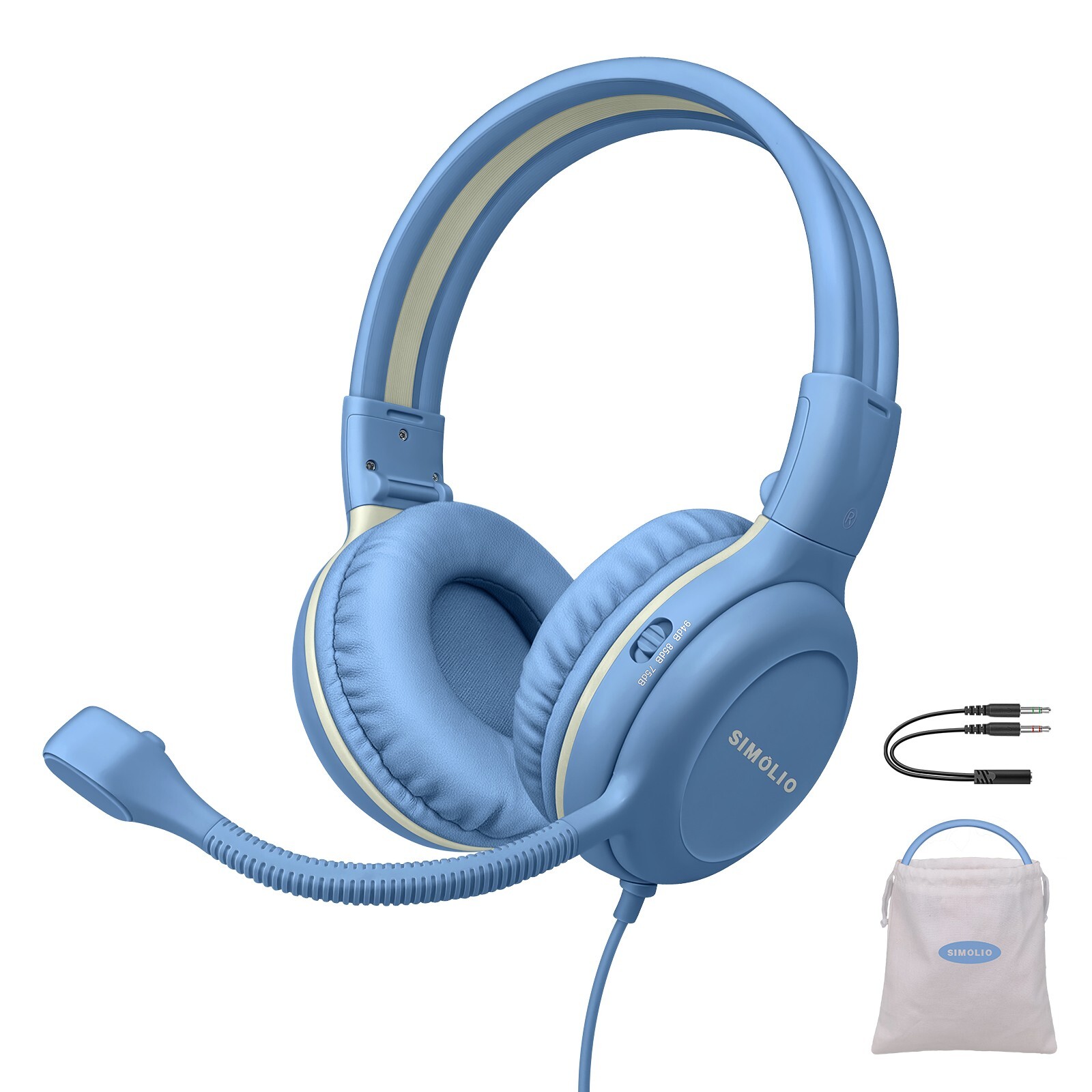 SIMOLIO 4 color Kids Headphones & Boom Microphone for School – iPad, PC, Laptop