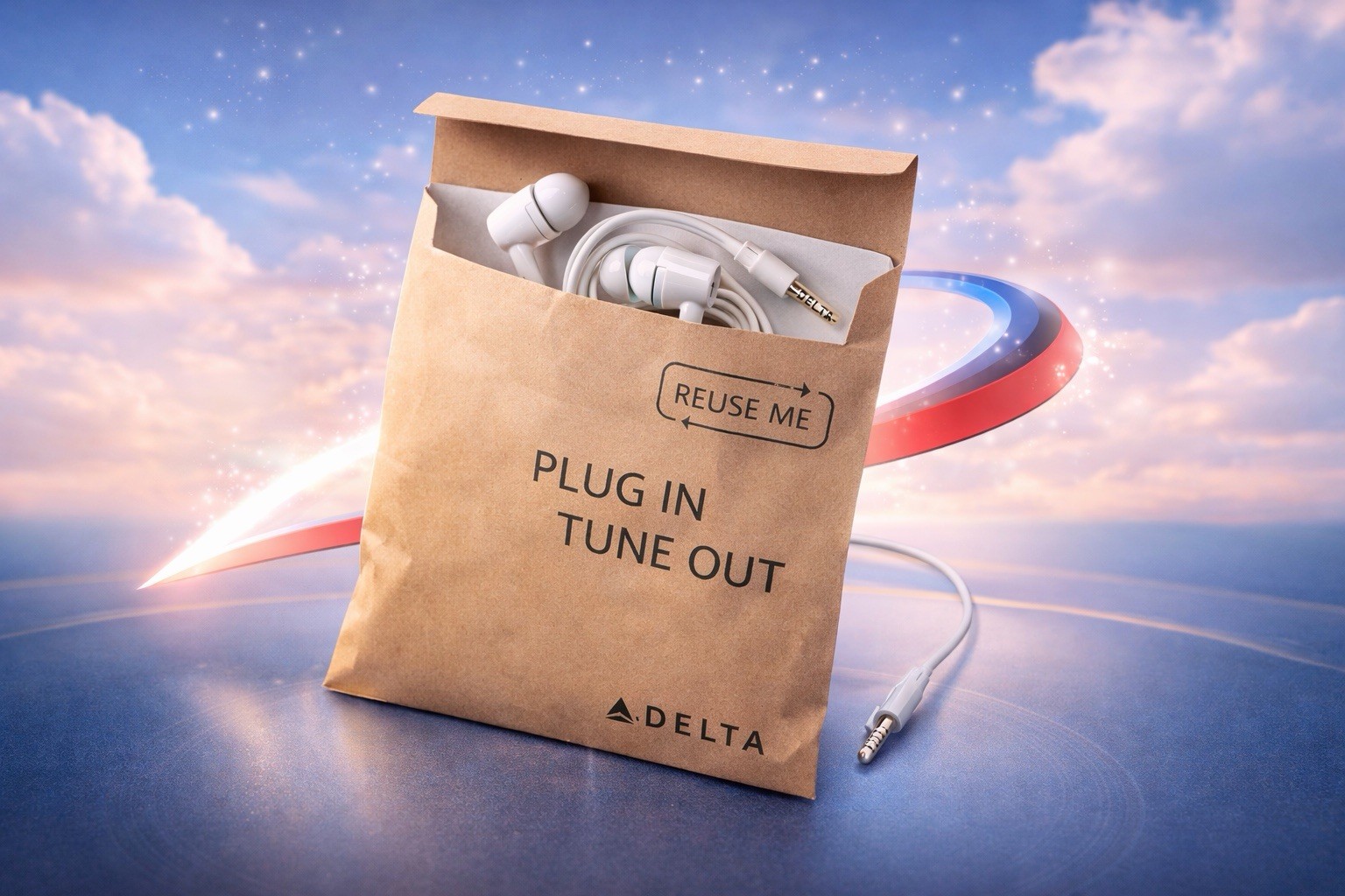 Delta United Airline Wired Earbuds 3.5mm Headset Headphones