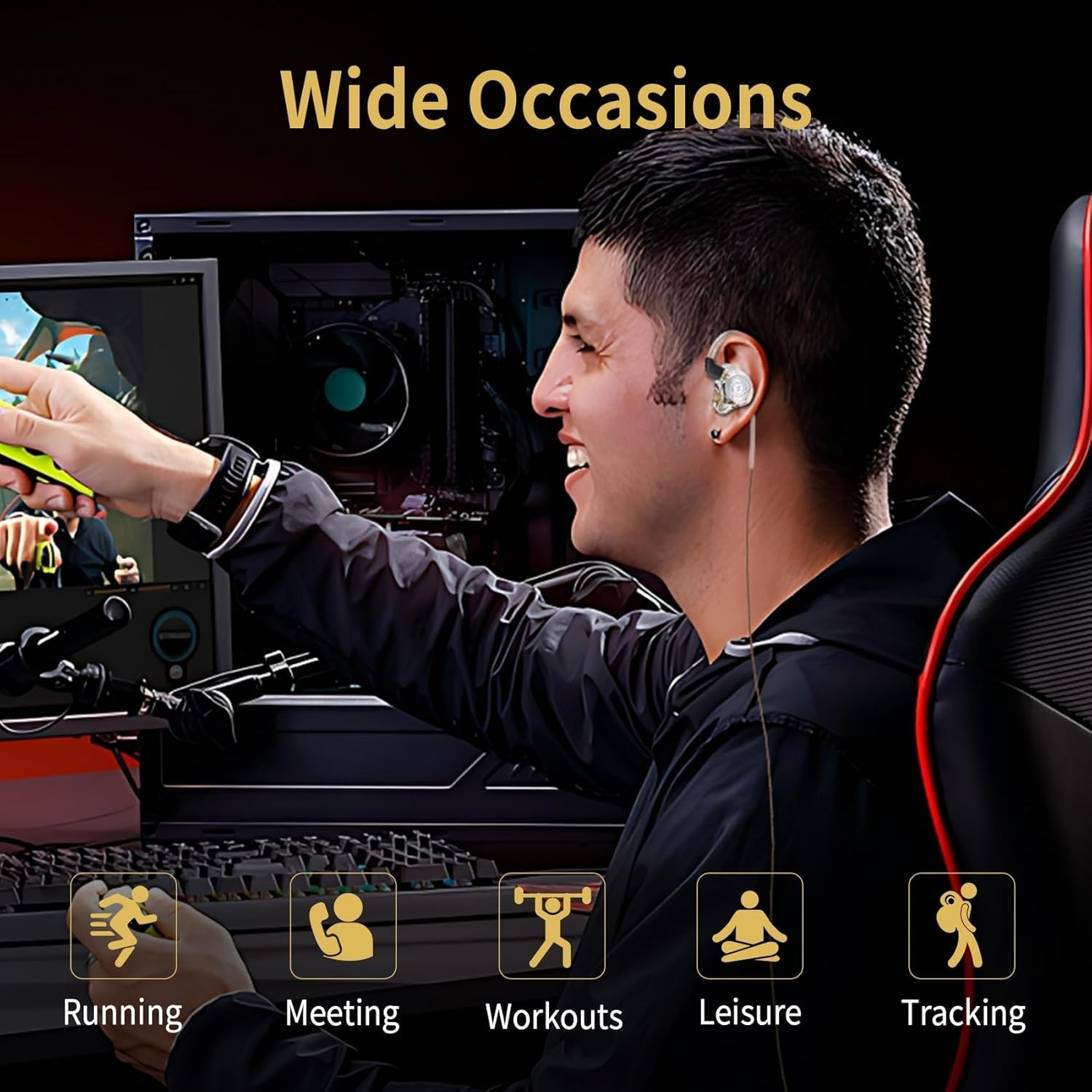 HiFi IEM for Gaming, CCZ MC02 in Ear Monitor, Clear Crystal Sound Gaming Earb…