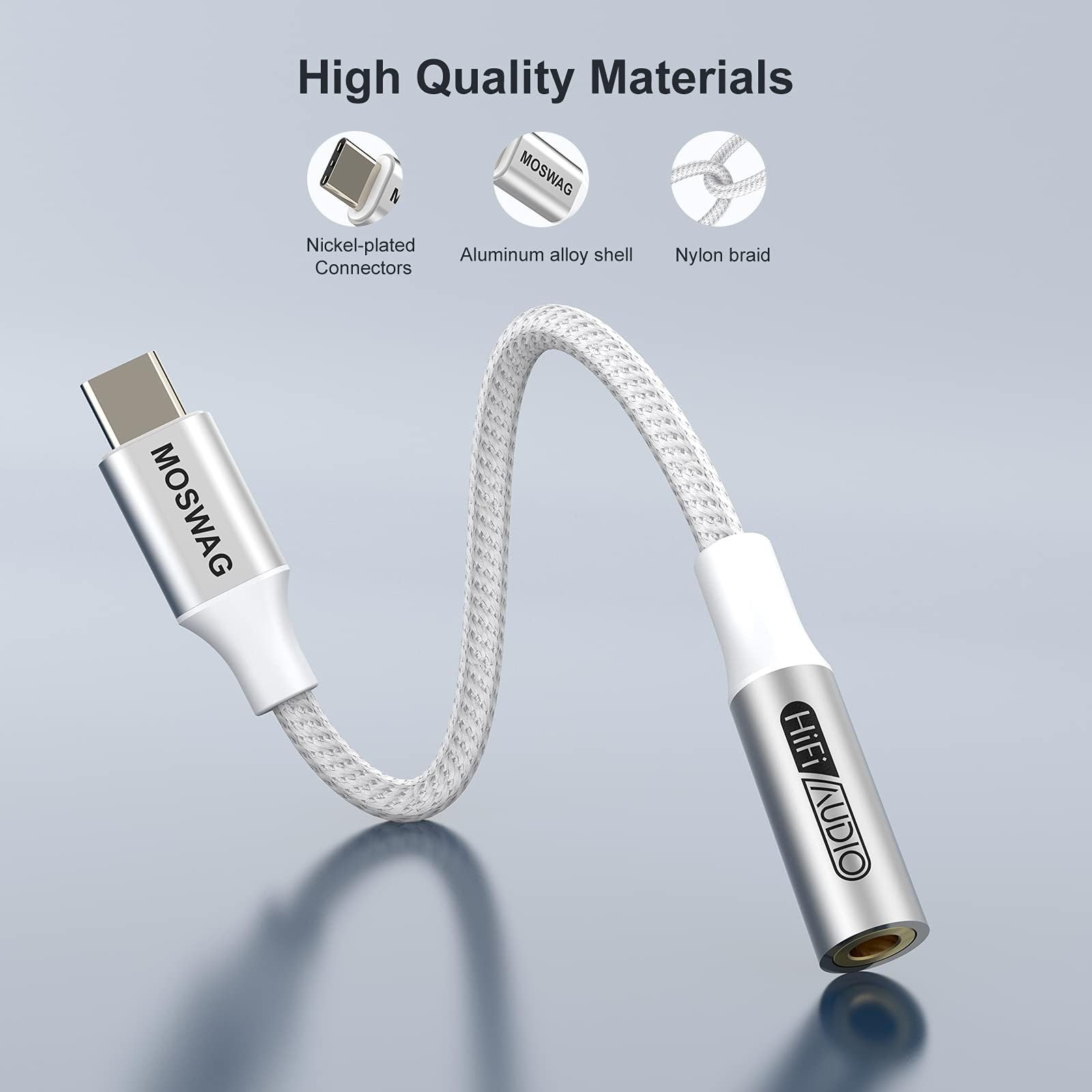 MOSWAG USB Type C to 3.5mm Headphone Jack Adapter, Audio Adapter USB C to Aux Do