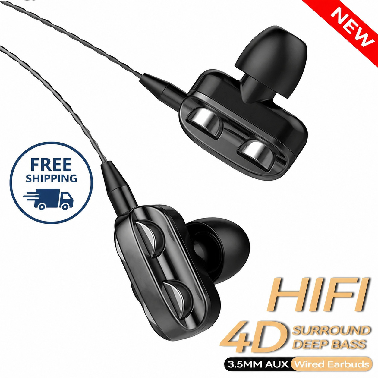Headphones 3.5mm Wired Gaming Earbuds HiFi Stereo Deep Bass With Mic