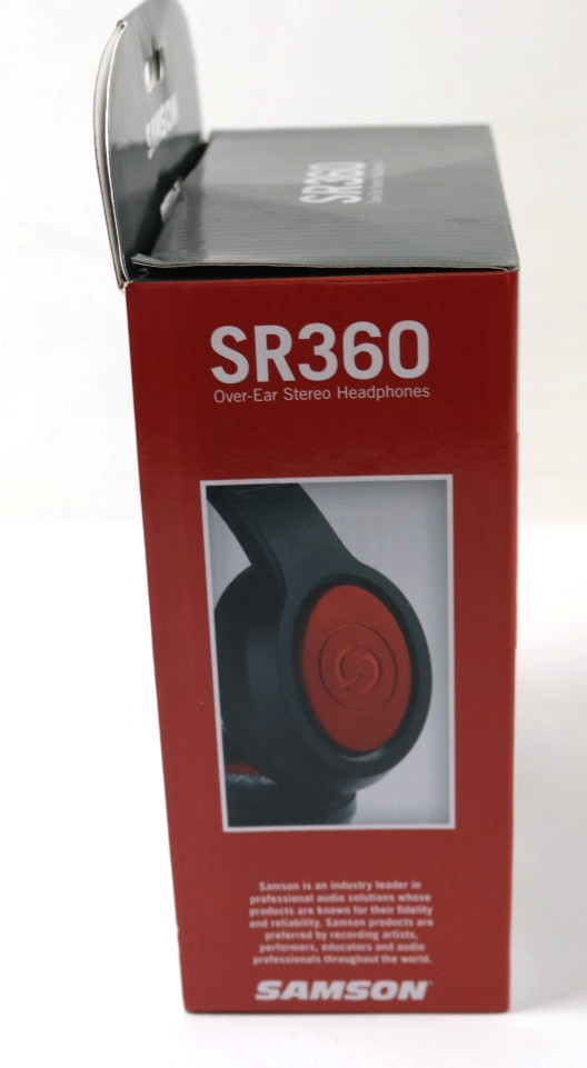 Samson Sr360 Over Ear Stereo Headphones Red And Black Lightweight Design