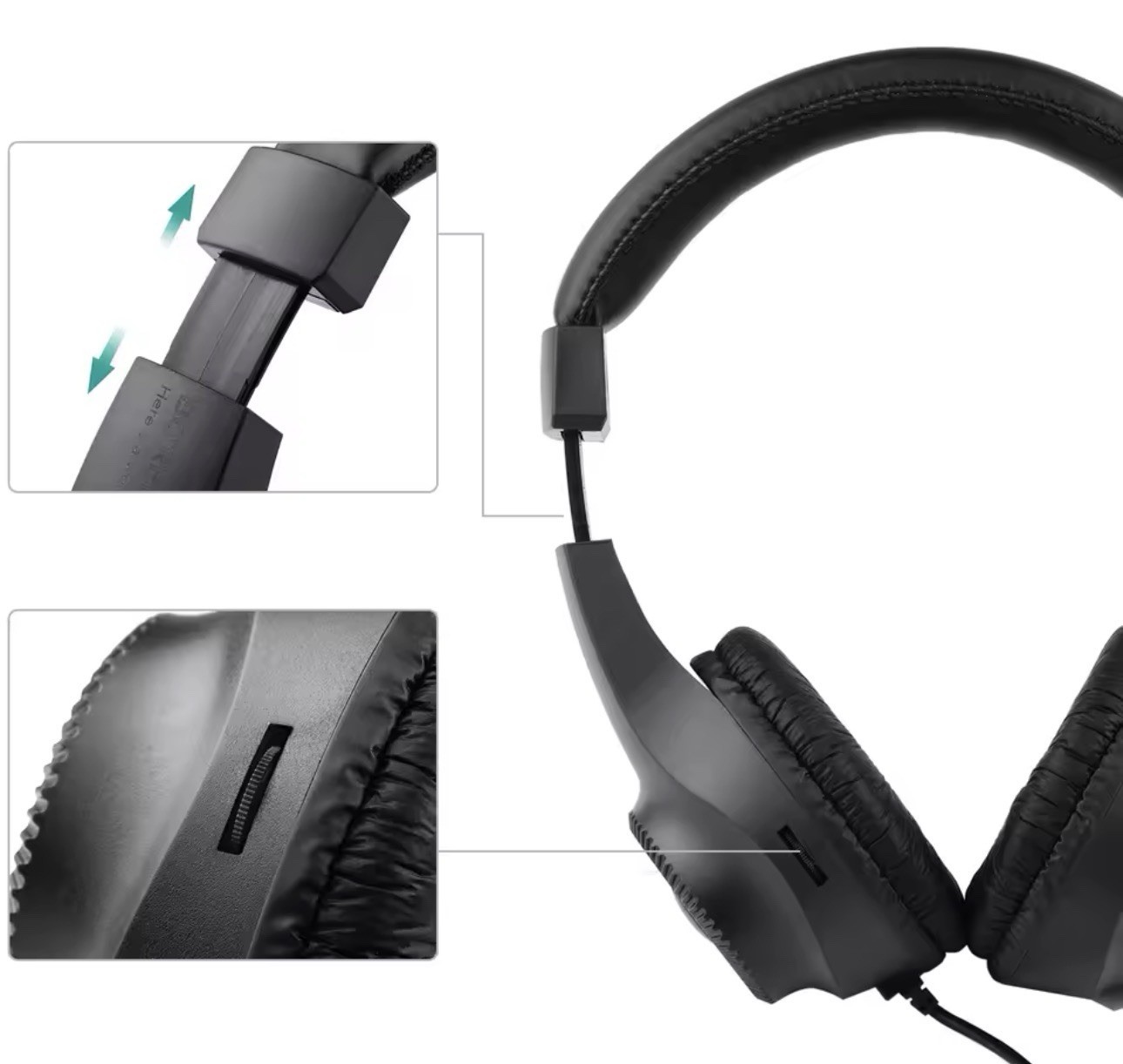 Studio Wired Stereo Monitor Headphones Over-ear Headset 50mm Driver 6.5mm Plug