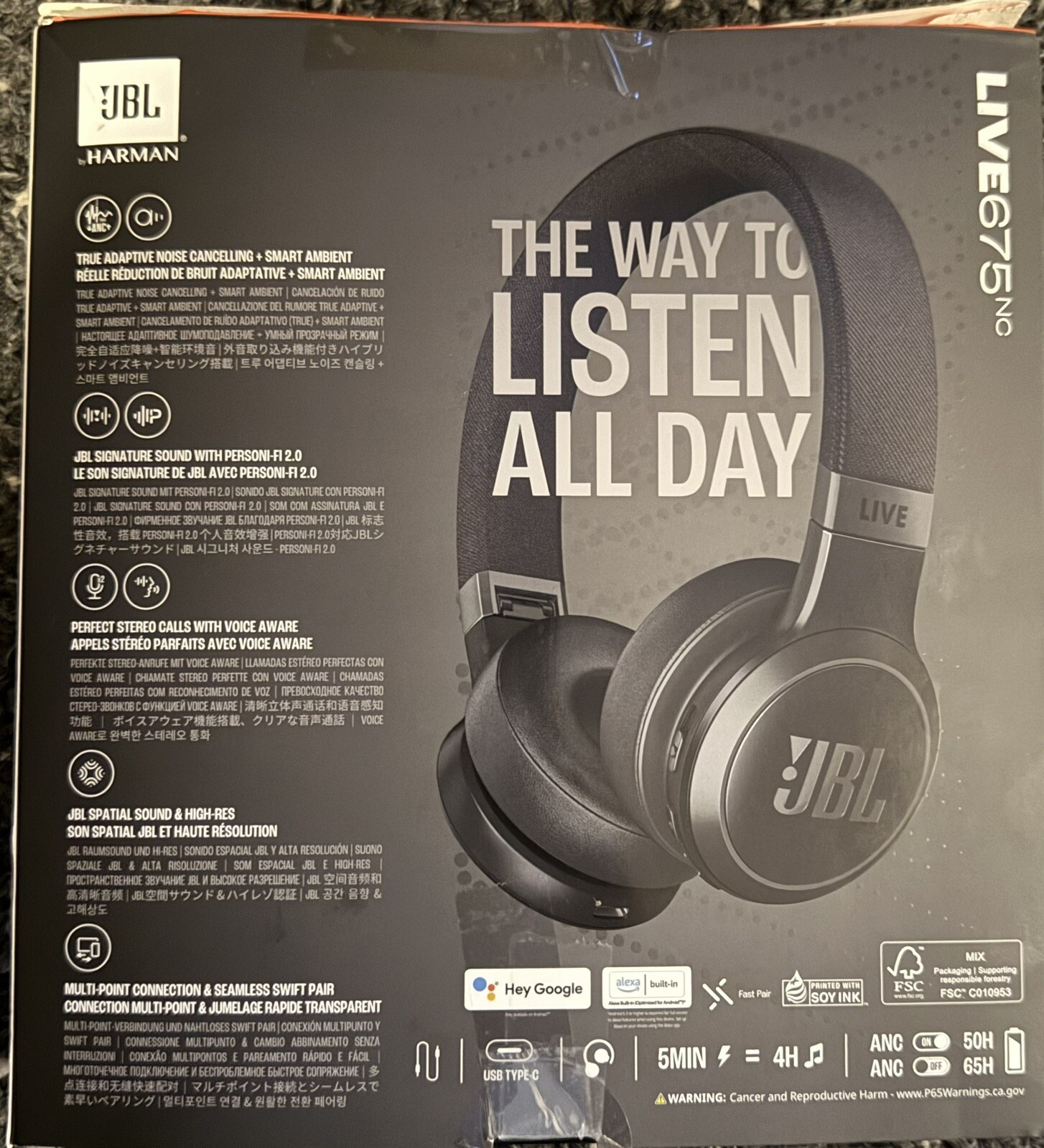 JBL Harman Headphones Live 675NC Wireless On Ear Adaptive Noise Cancelling