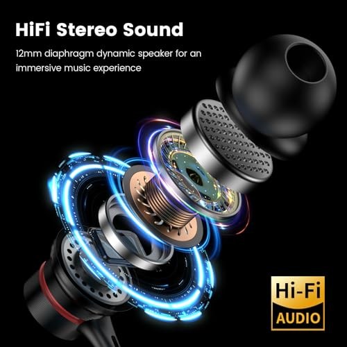 MOSWAG USB C Headphones, Wired Earbuds in-Ear Type C Earphone, 1 Pack, Black