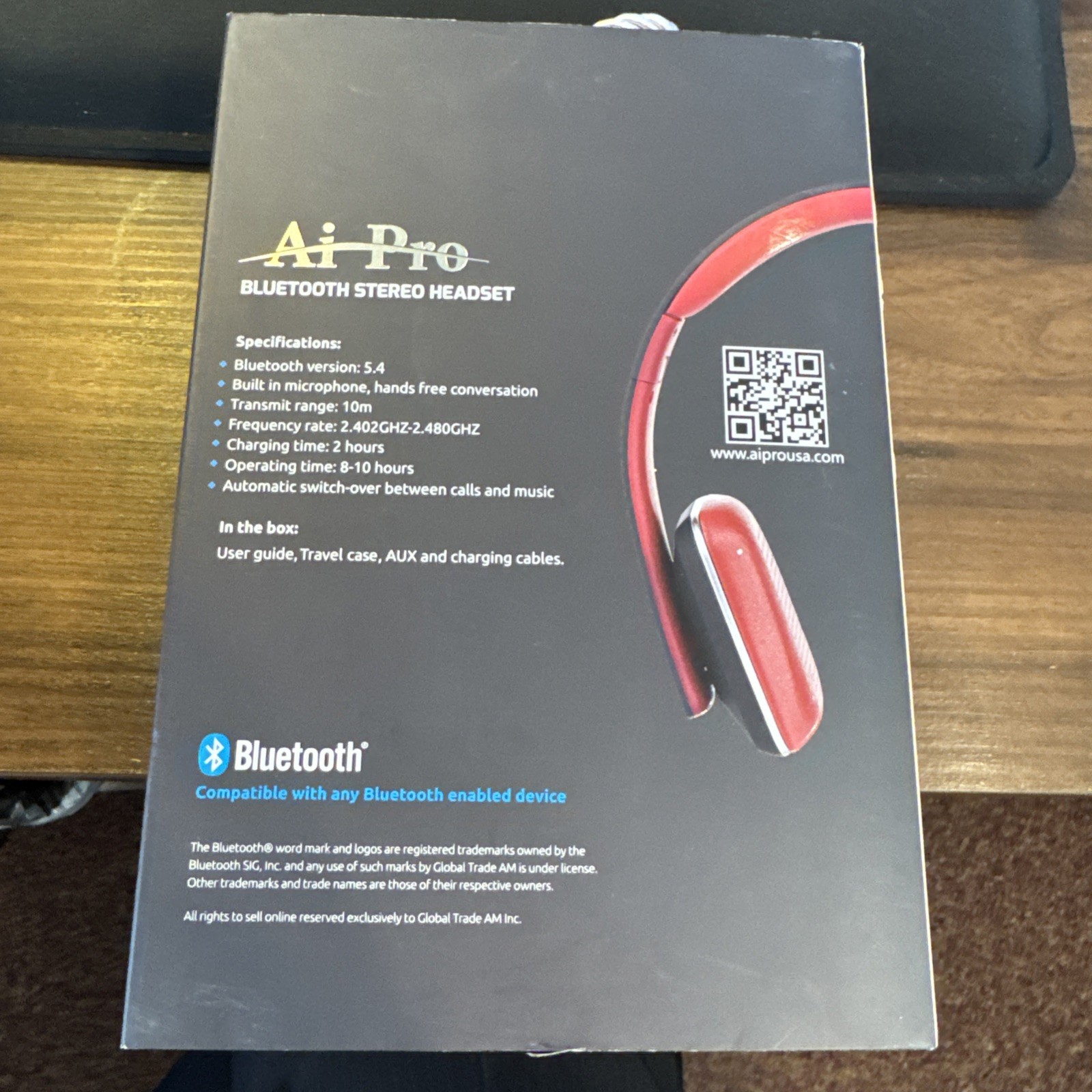 Ai Pro 200 Plus Bluetooth Stereo Headset Black/Red NEW IN BOX Lifetime Warranty