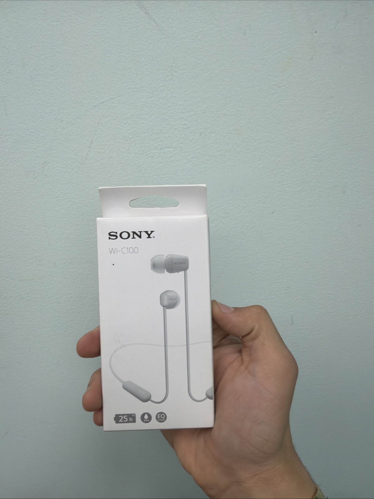 Sony WI-C100 Wireless In-Ear Bluetooth Earbuds With Mic White Sport Neckband