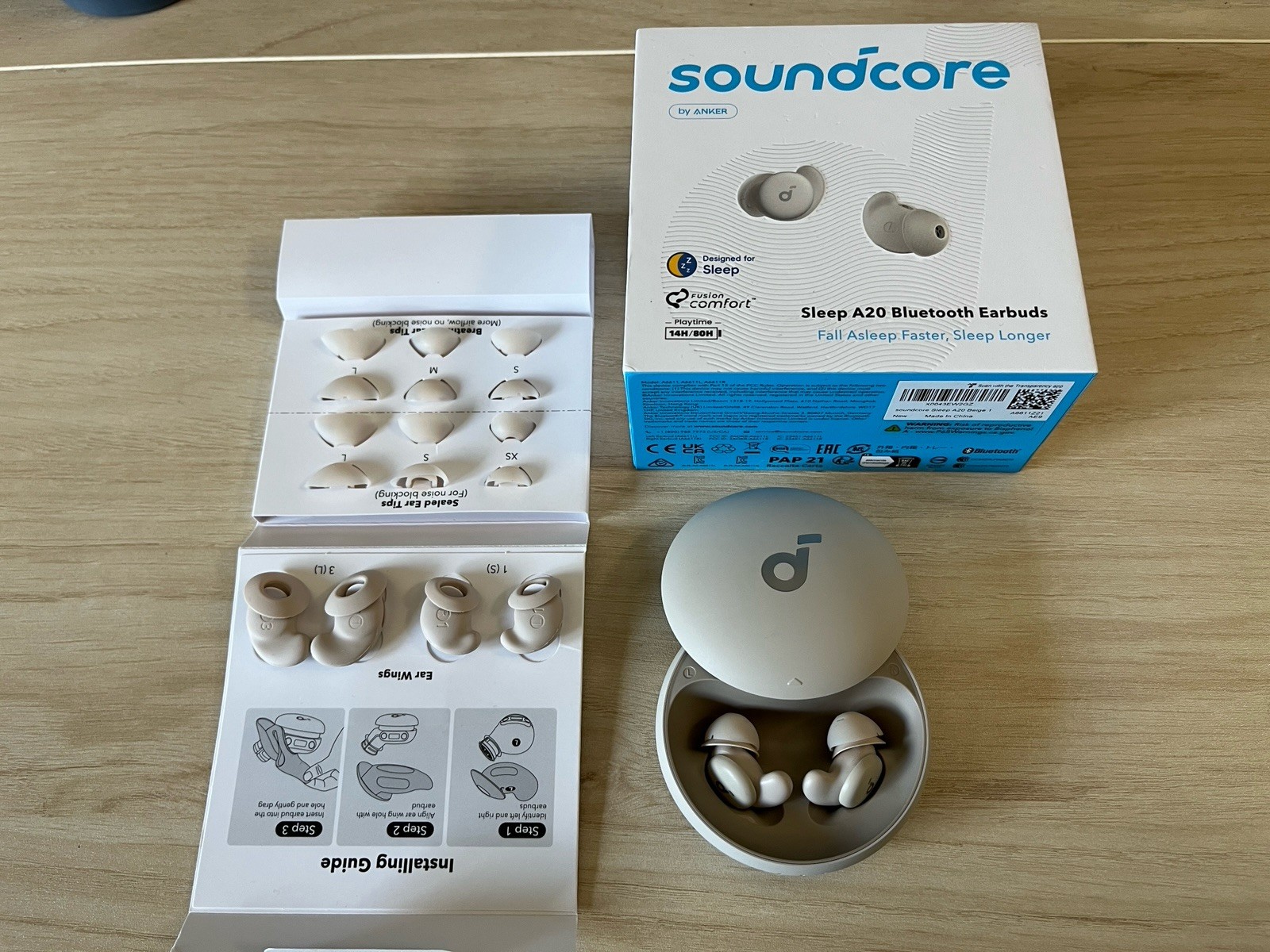 Soundcore by Anker Sleep A20 Bluetooth Wireless Earbuds – Beige