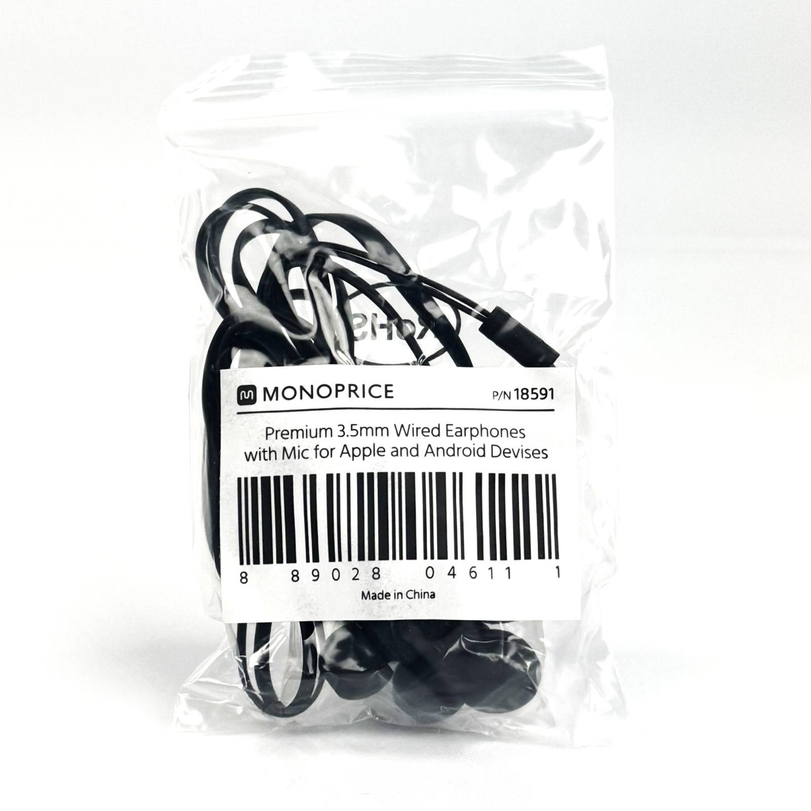 Lot of 20 Monoprice Premium 3.5mm Wired Earbuds Headphones with Microphone 18591