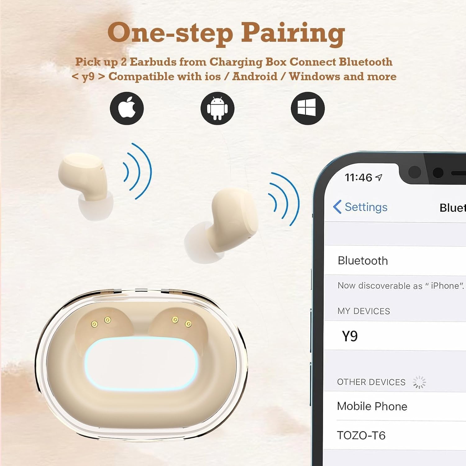 Skin Tone Mini Small Bluetooth Earbuds Invisible Wireless for Ear Nude