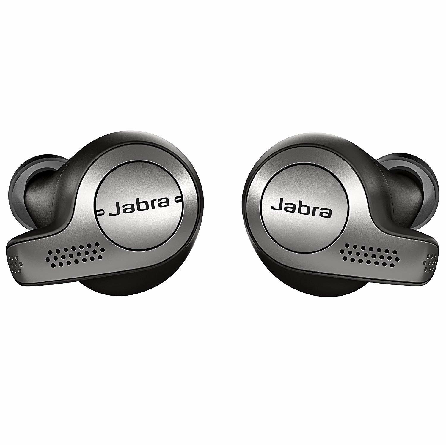Jabra Elite 65t Wireless Earbud Headphones, Titanium Black + Charge Case