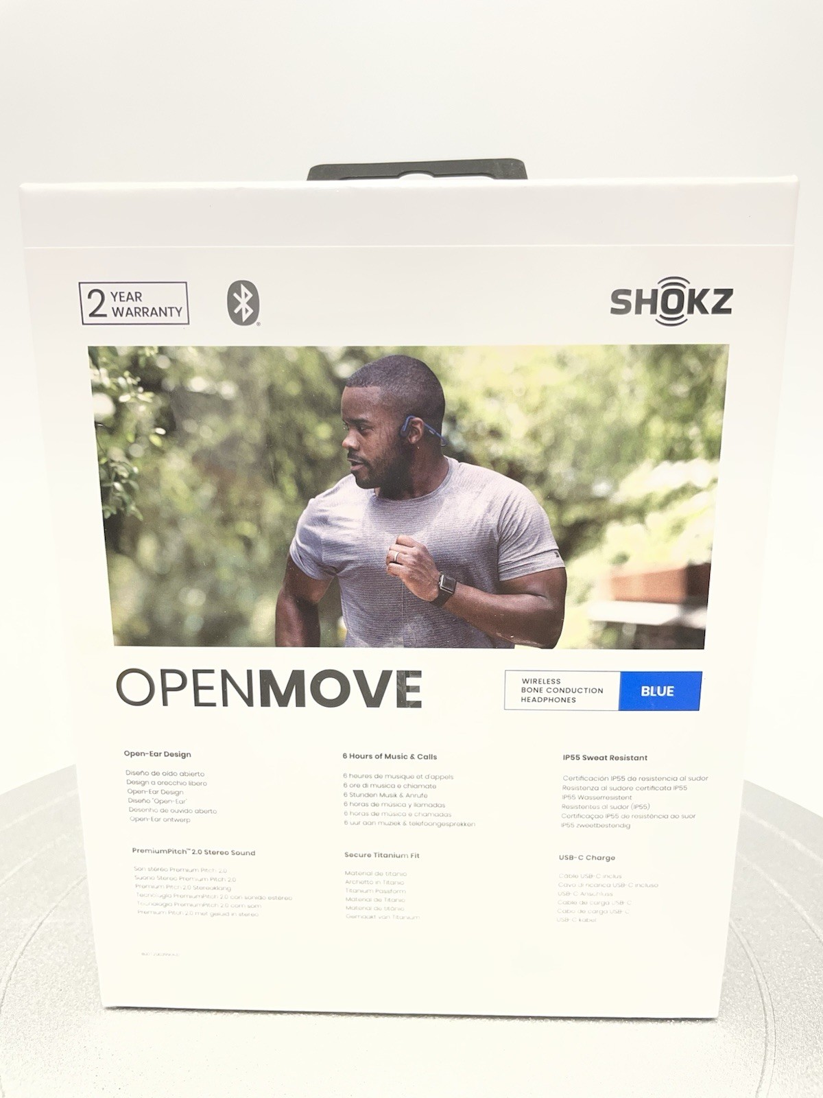 Shokz OpenMove Bluetooth Wireless Over the Ear Headphones Blue Bone Conduction