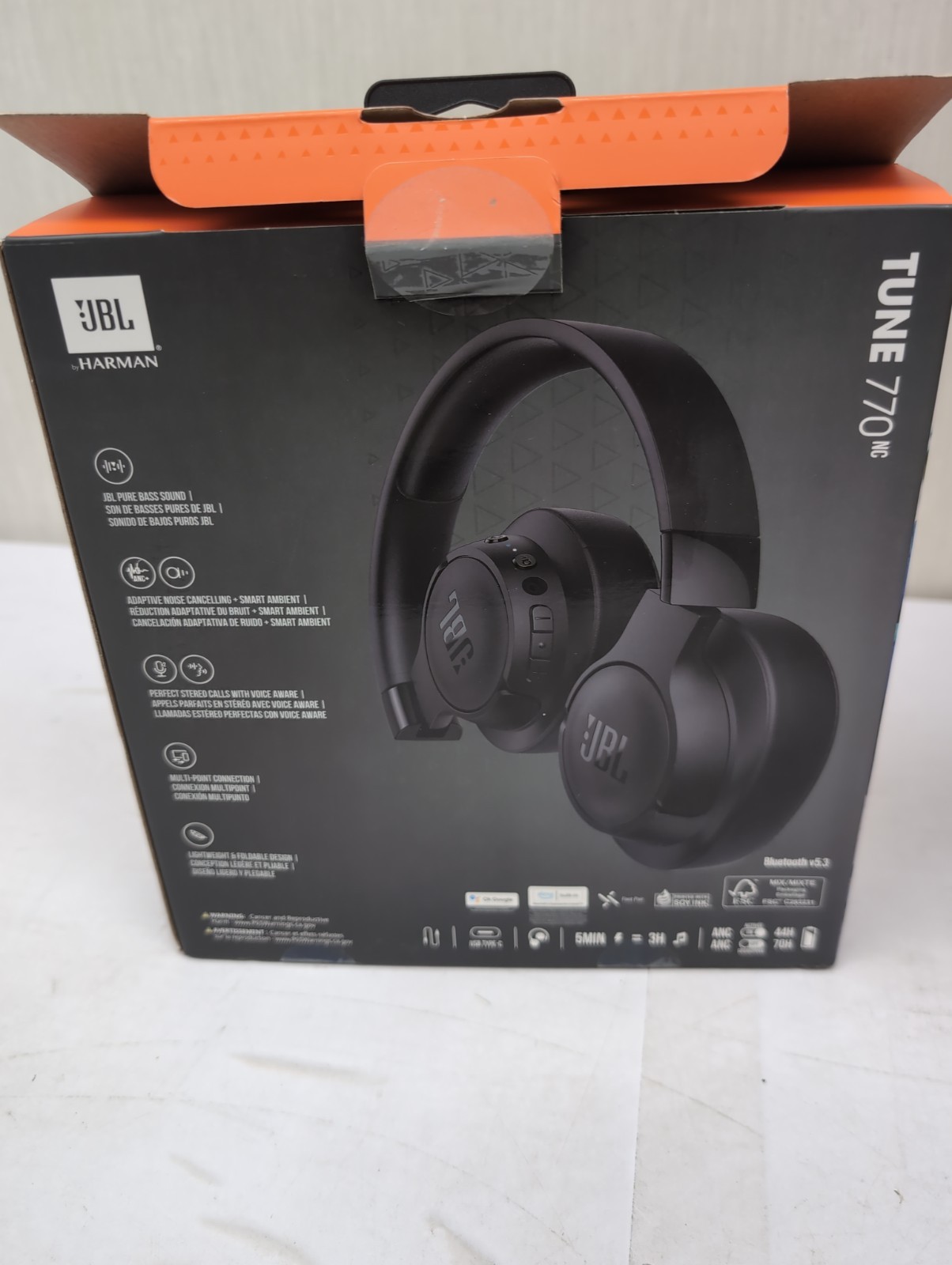 JBL Tune 770NC Adaptive Noise Cancelling Wireless Over-Ear Headphone – Black A54