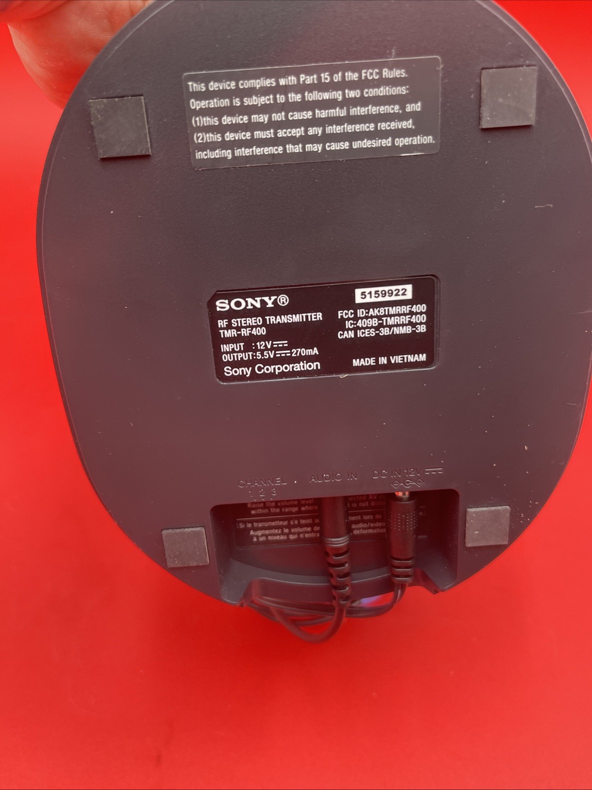 SONY WH-RF400 Wireless Headphones Transmitter Charging Base and Power Supply ON