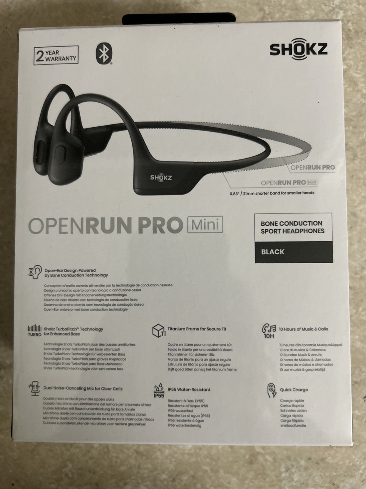 SHOKZ OpenRun Pro-Bone Conduction Headphones, Open-Ear Wireless – Black
