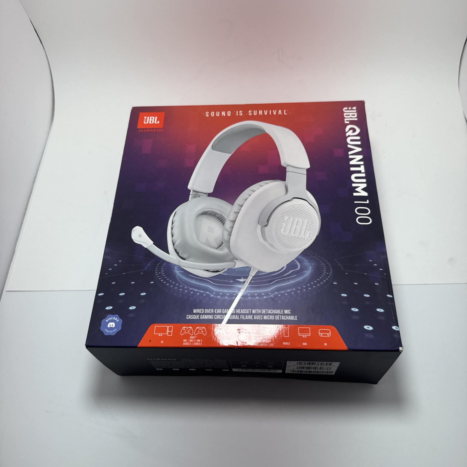 JBL Quantum 100 Over-ear Headphones – White