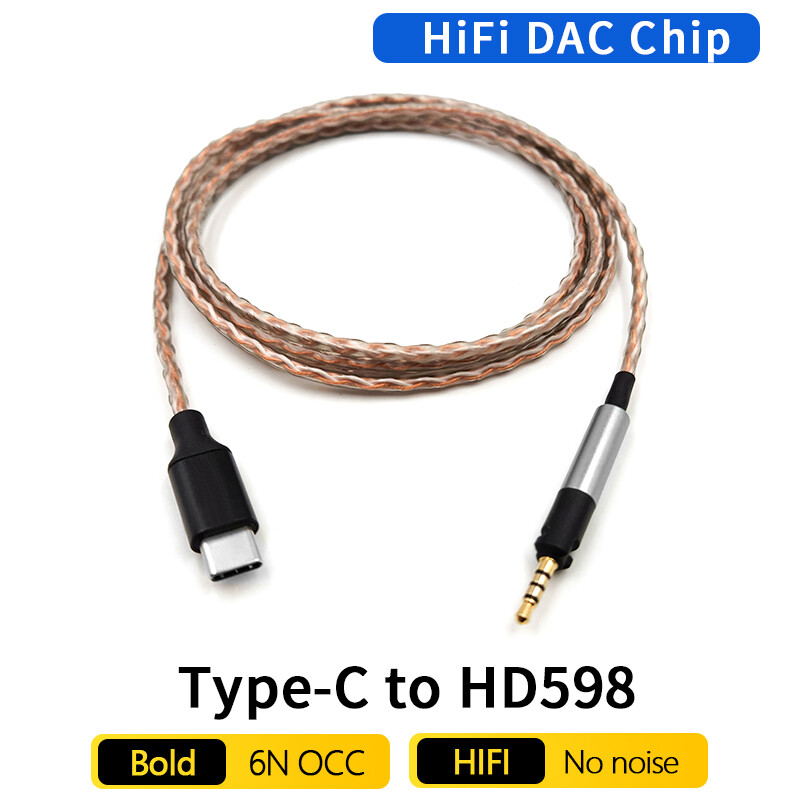 6N HiFi DAC Type C Cable For Sennheiser HD518 558 569 579 598 560S Headphone
