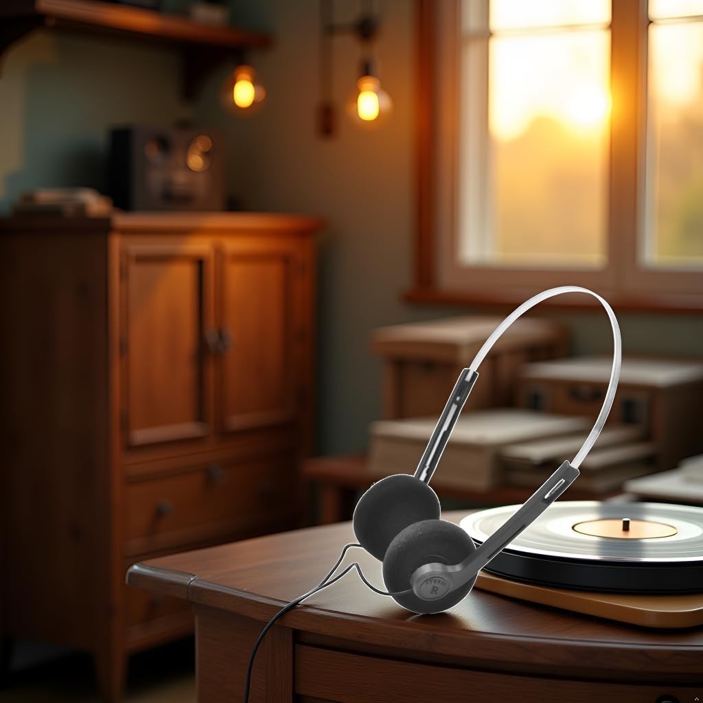 Classic Black Over-Ear Headphones with Adjustable Fit – Perfect for Music Lovers