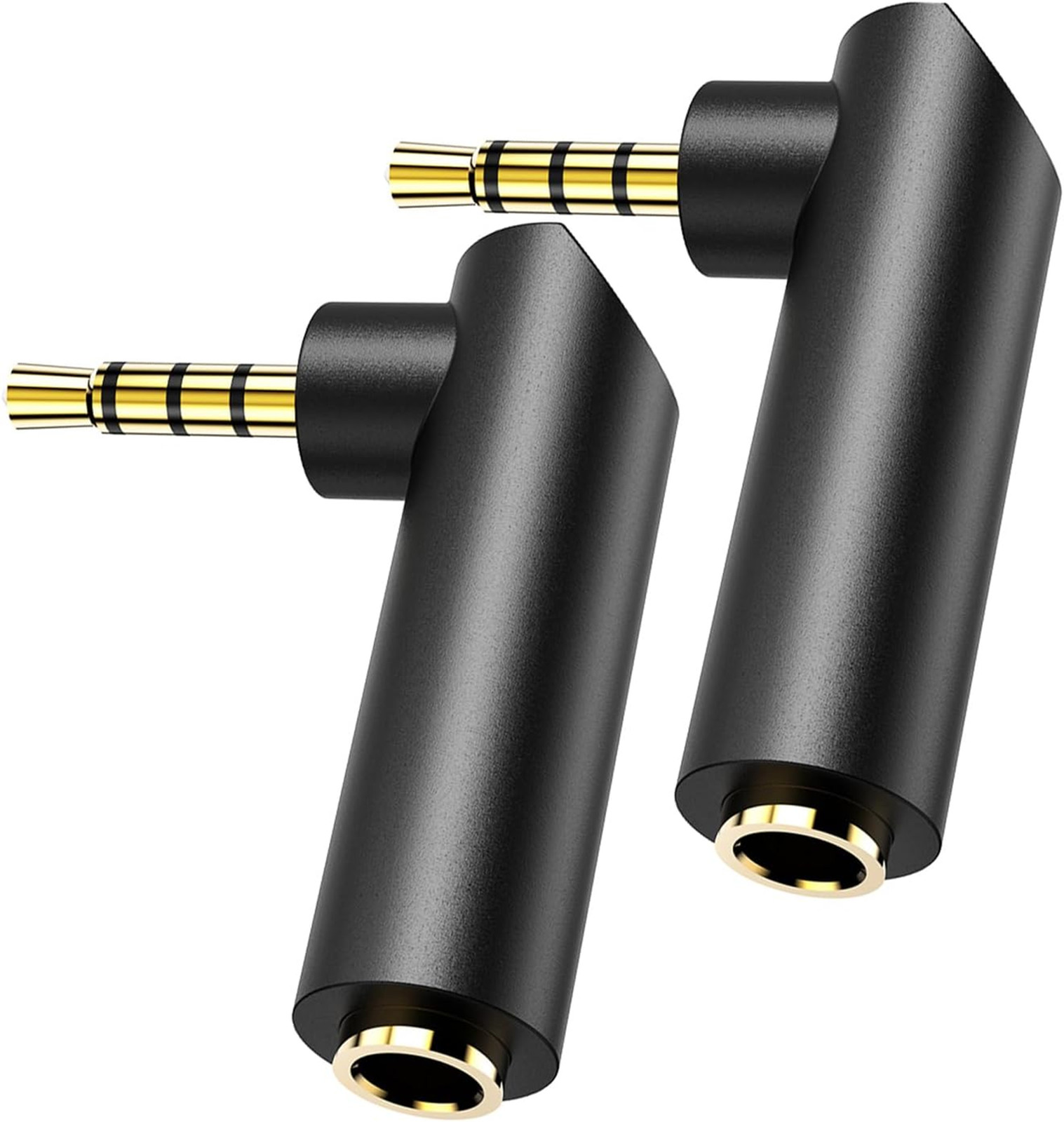 3.5mm Male to Female Audio Adapter, 90 Degree Gold-Plated TRS Stereo Jack
