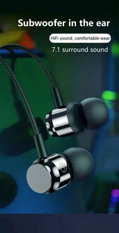 Metal Wired Earphones 3.5mm Type C HiFi Stereo Gaming HD Mic Noise Reduction