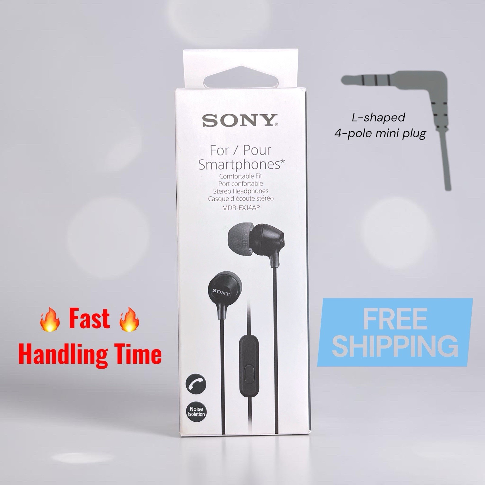 NEW Sony EX14AP Stereo Wired Earbud Headphones MDREX14AP – BLACK